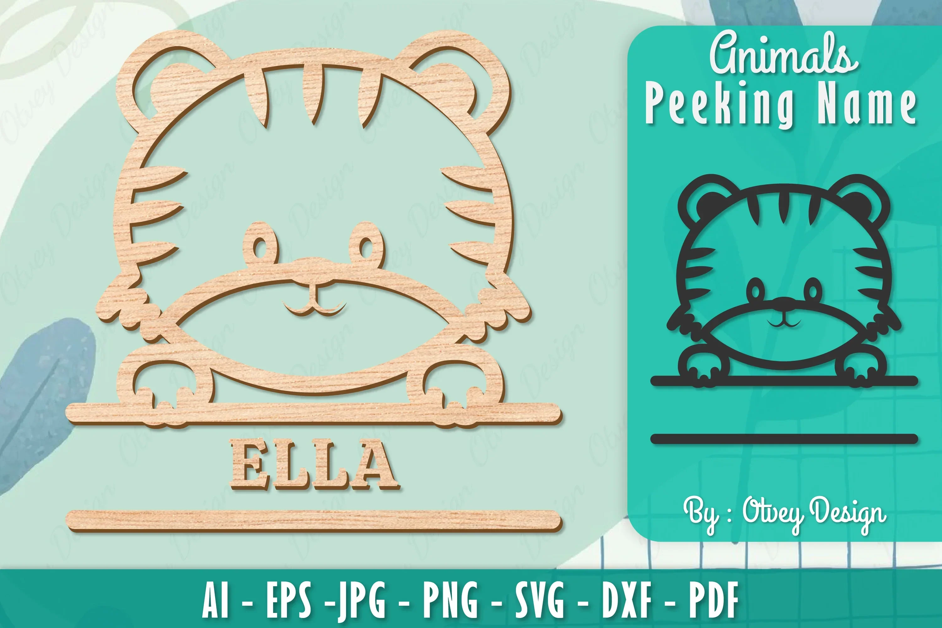 Animals Peeking Name Sign SVG Bundle