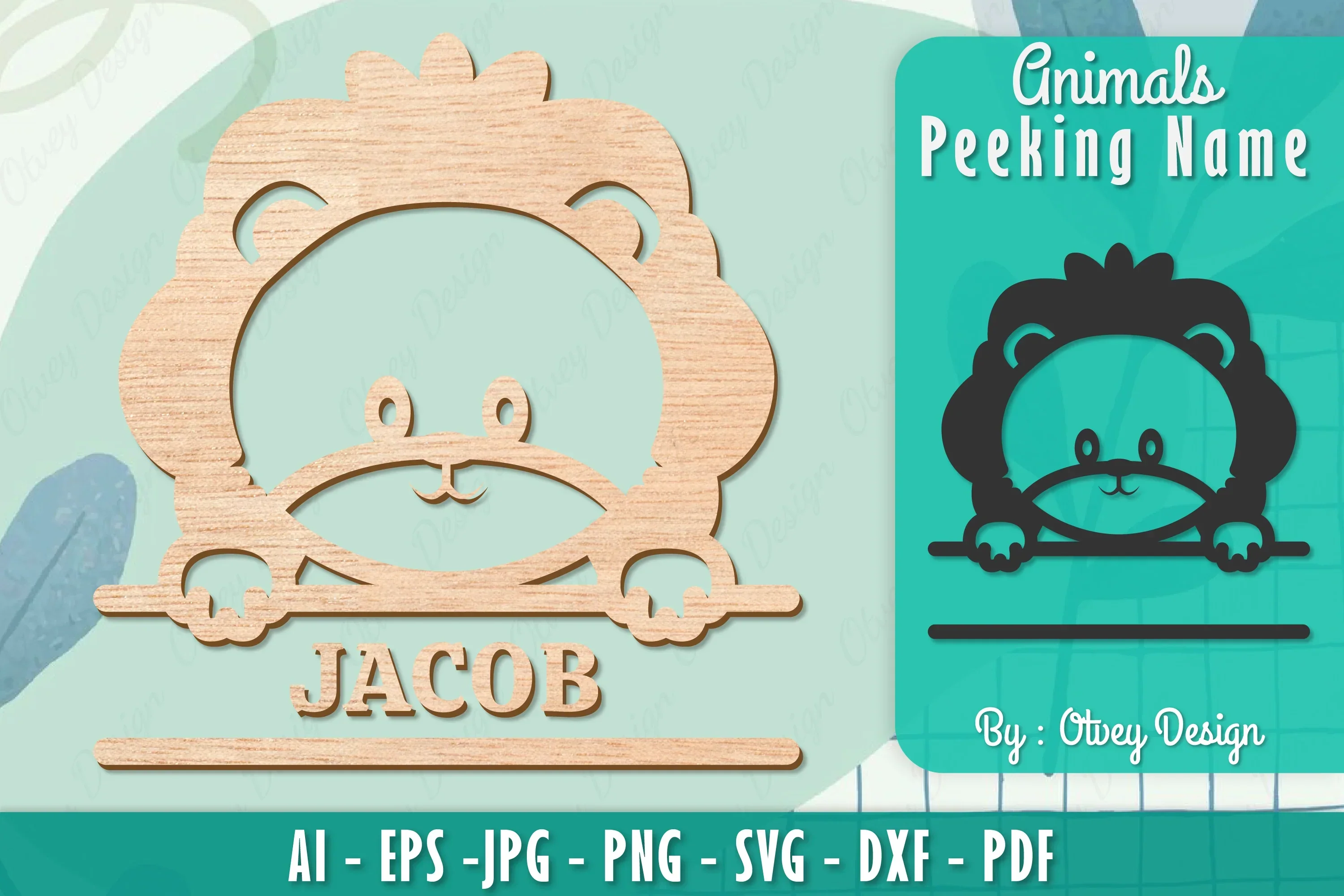 Animals Peeking Name Sign SVG Bundle