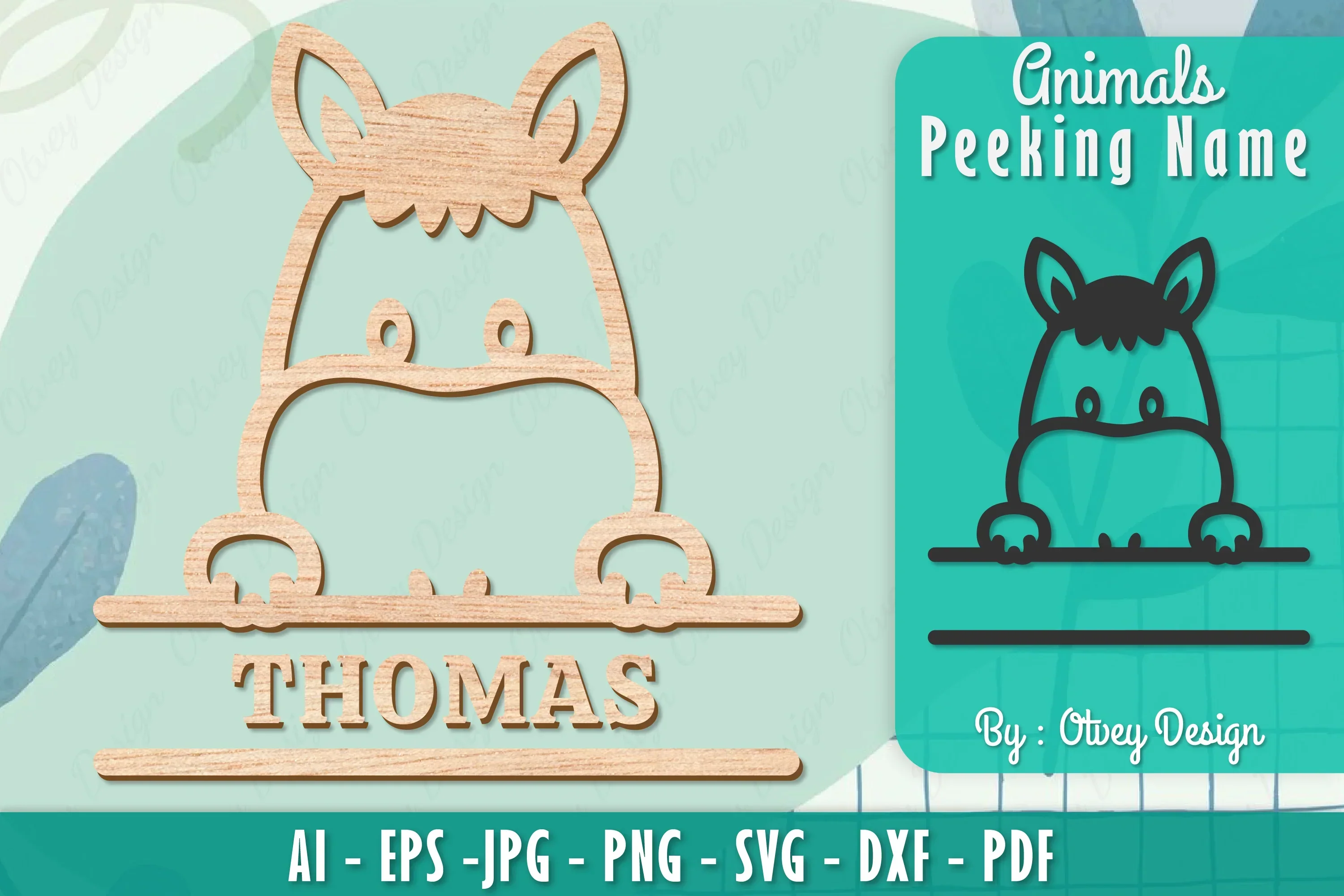 Animals Peeking Name Sign SVG Bundle