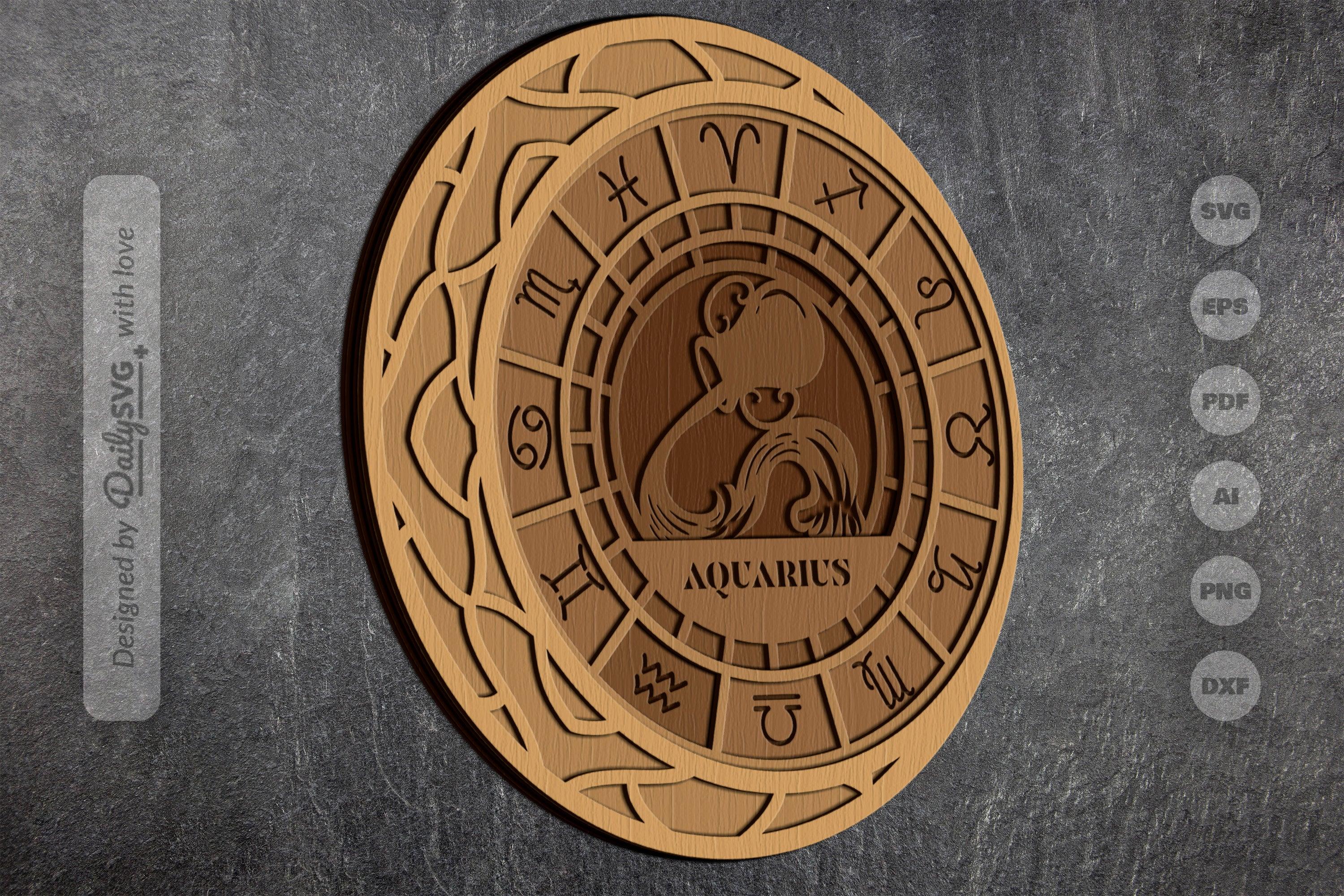 Aquarius Zodiac Laser Cut SVG Bundle - Image 3
