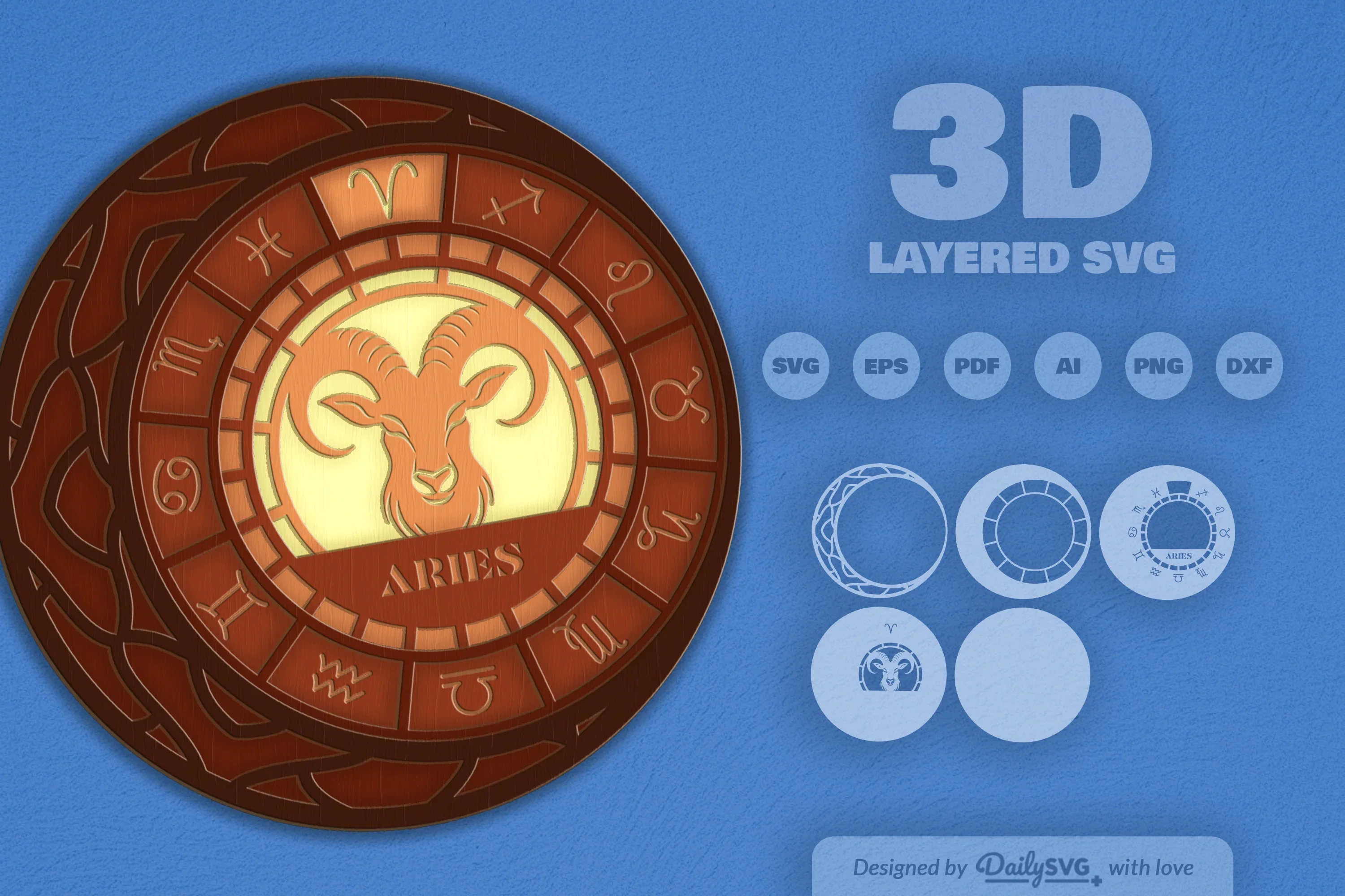 Aries Zodiac Laser Cut SVG Bundle - Image 2