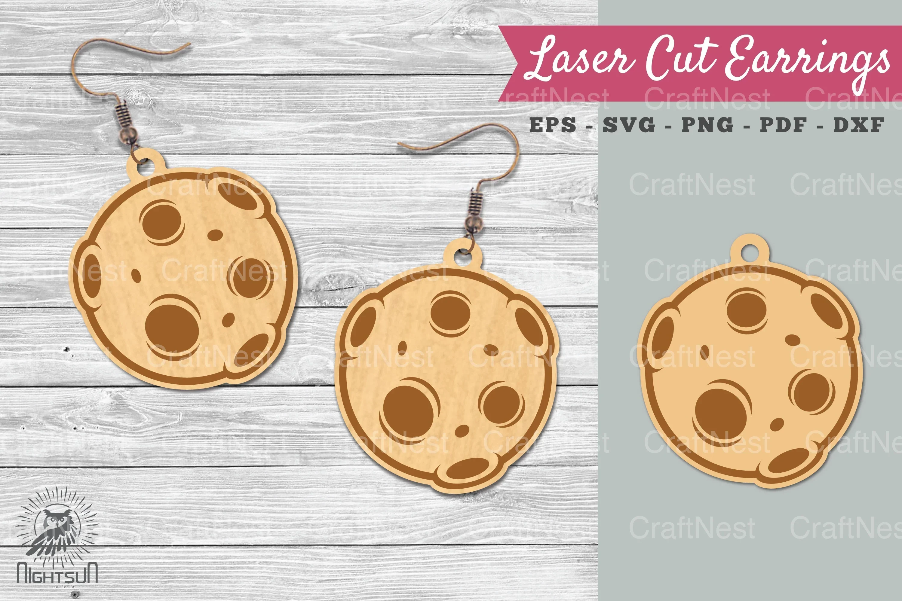 Asteroid Planet Laser Cut Earrings Design Bundle