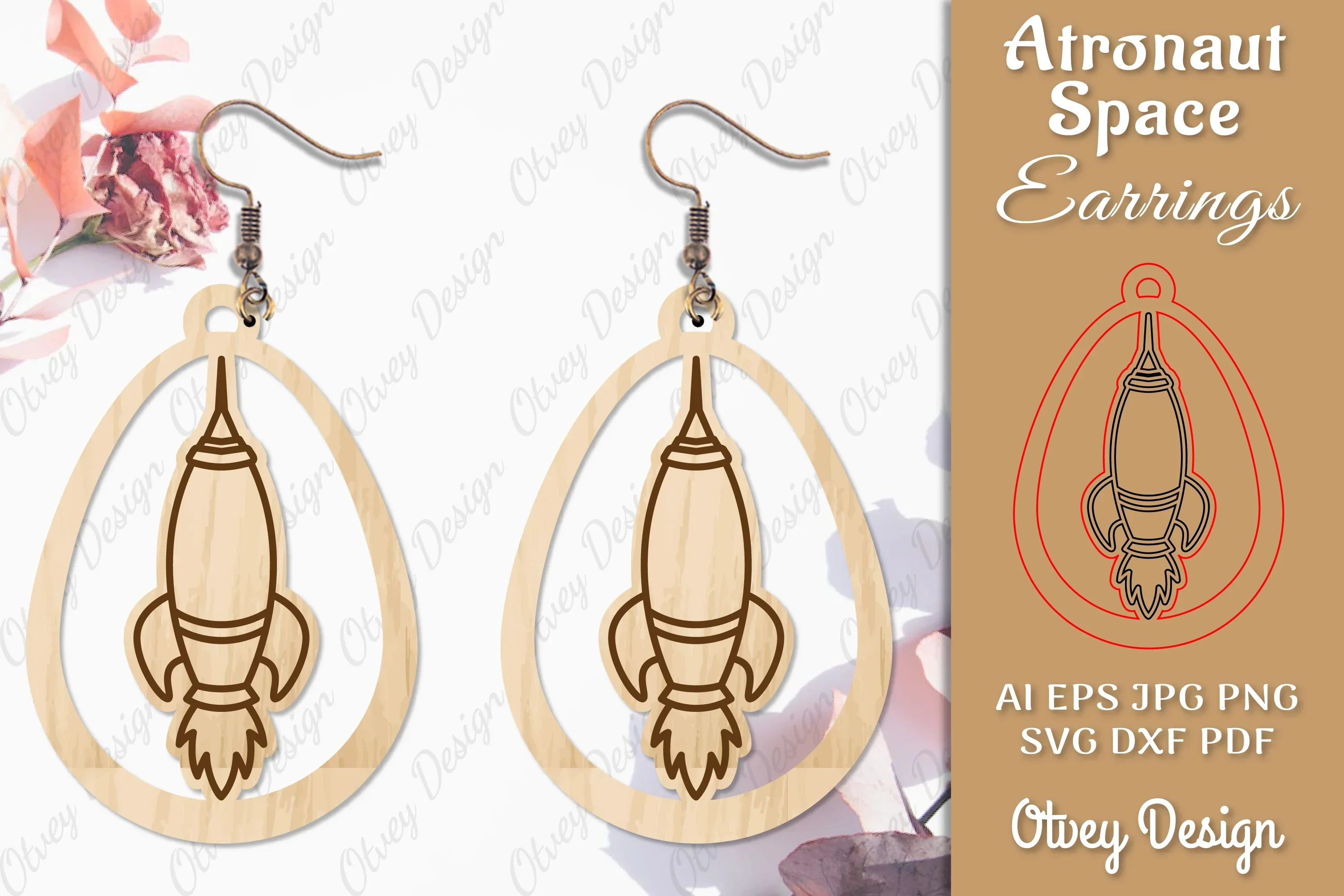 Astronaut Space Keychain Earring SVG Bundle