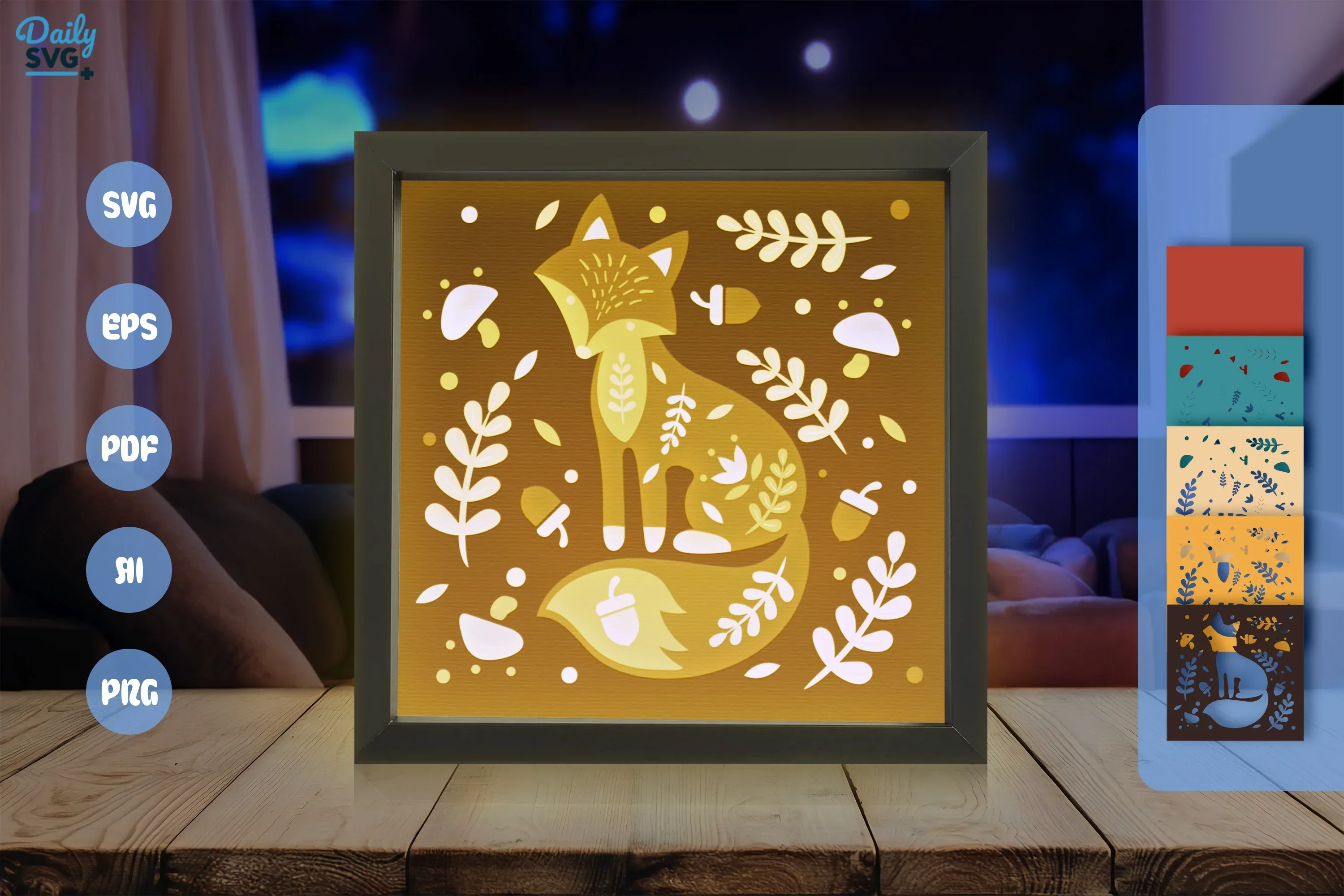 Autumn Fox Folk Art Papercut SVG Bundle - Image 3