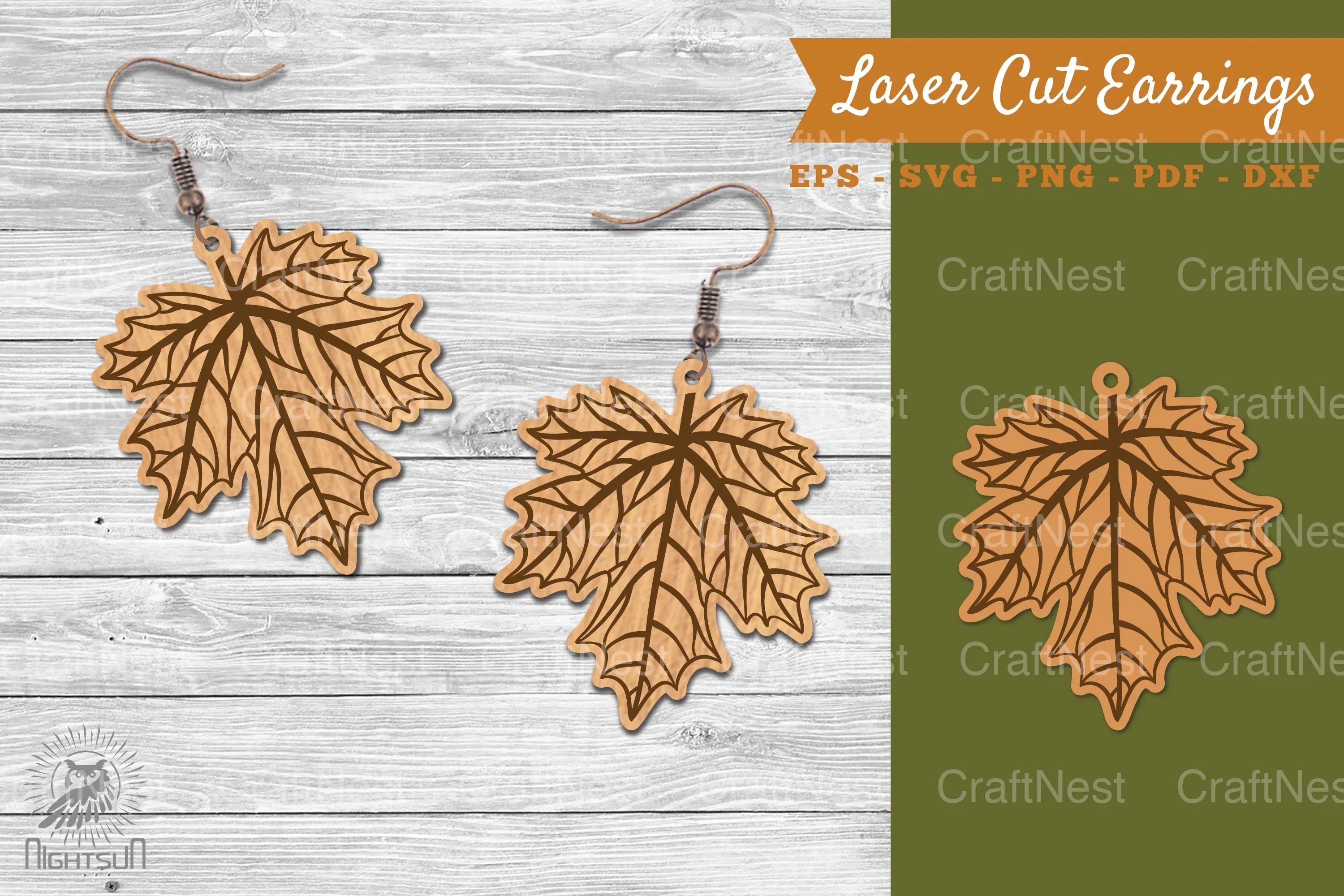 Autumn Leaves Laser Cut Earrings SVG Design Bundle