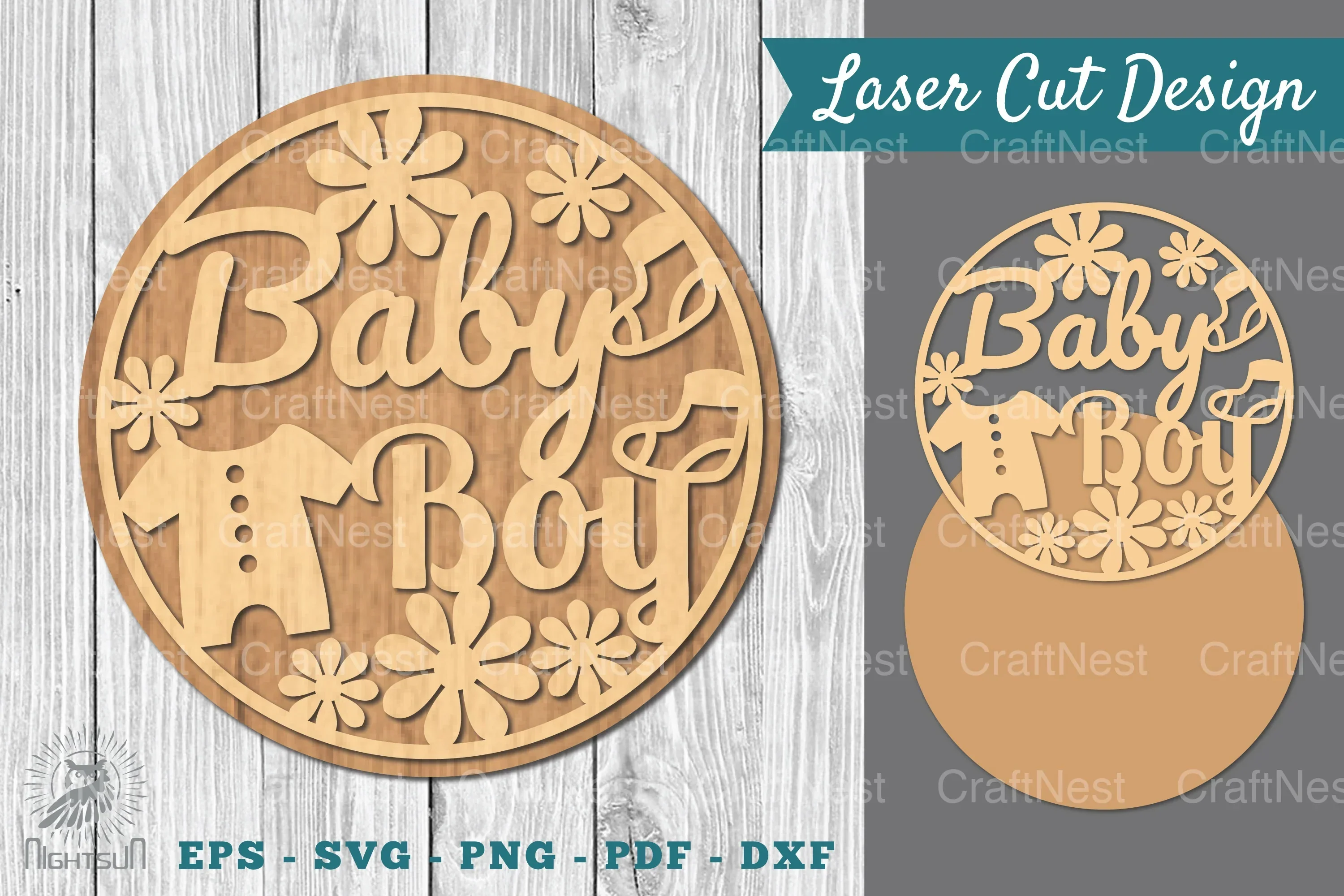 Baby Boy Laser Cut Sign SVG Bundle