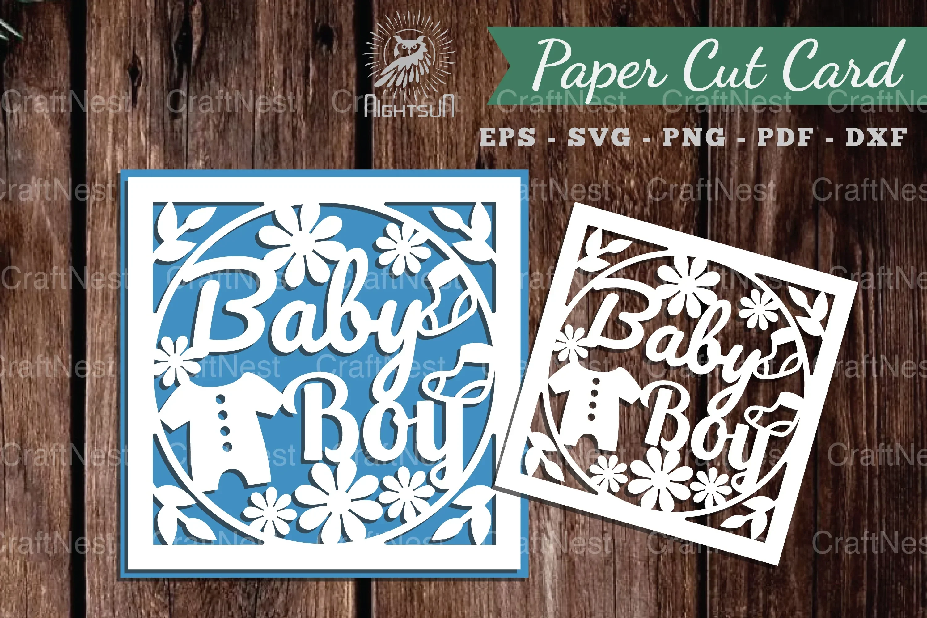 Baby Boy Papercut Card Design Bundle