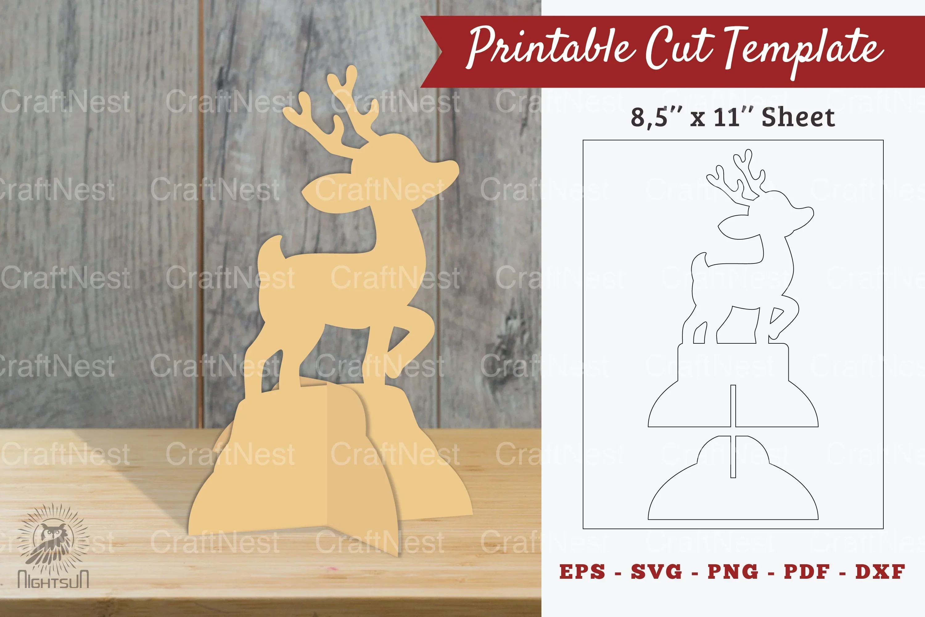 Baby Deer Printable Cut Template - Clipart Bundle