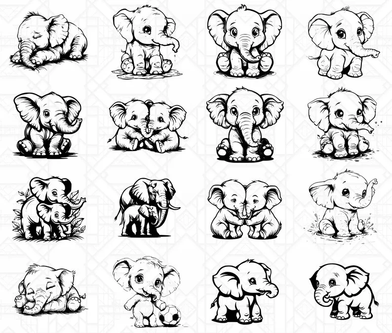 Baby Elephants SVG Bundle - Image 2