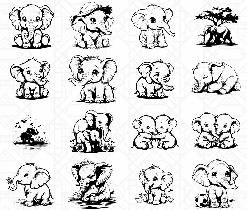 Baby Elephants SVG Bundle - Image 4