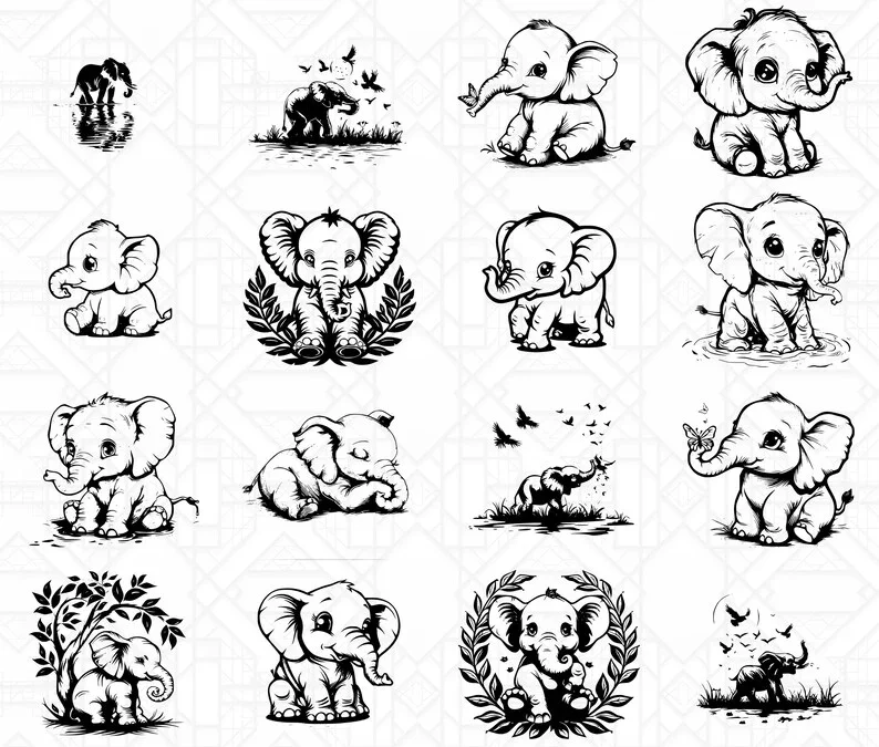 Baby Elephants SVG Bundle - Image 6