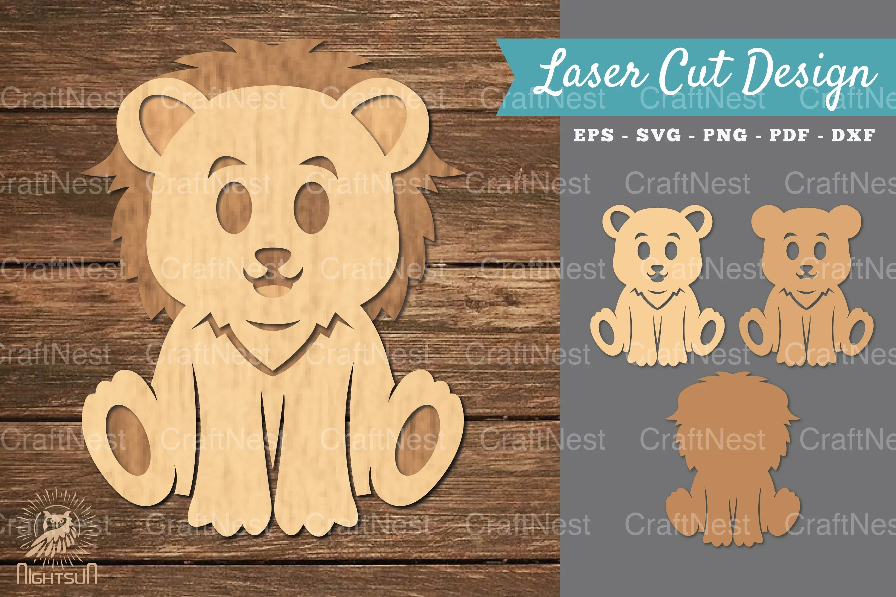 Baby Lion 3D Laser Cut Clipart Bundle
