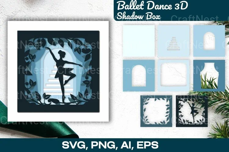 Ballerina 3D Shadow Box Cut SVG Bundle - Clipart Bundle