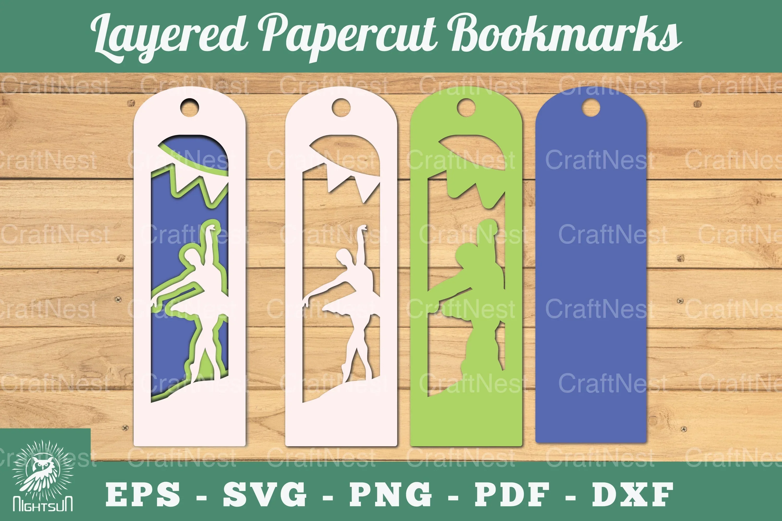 Ballerina Layered Papercut Bookmarks Clipart Bundle