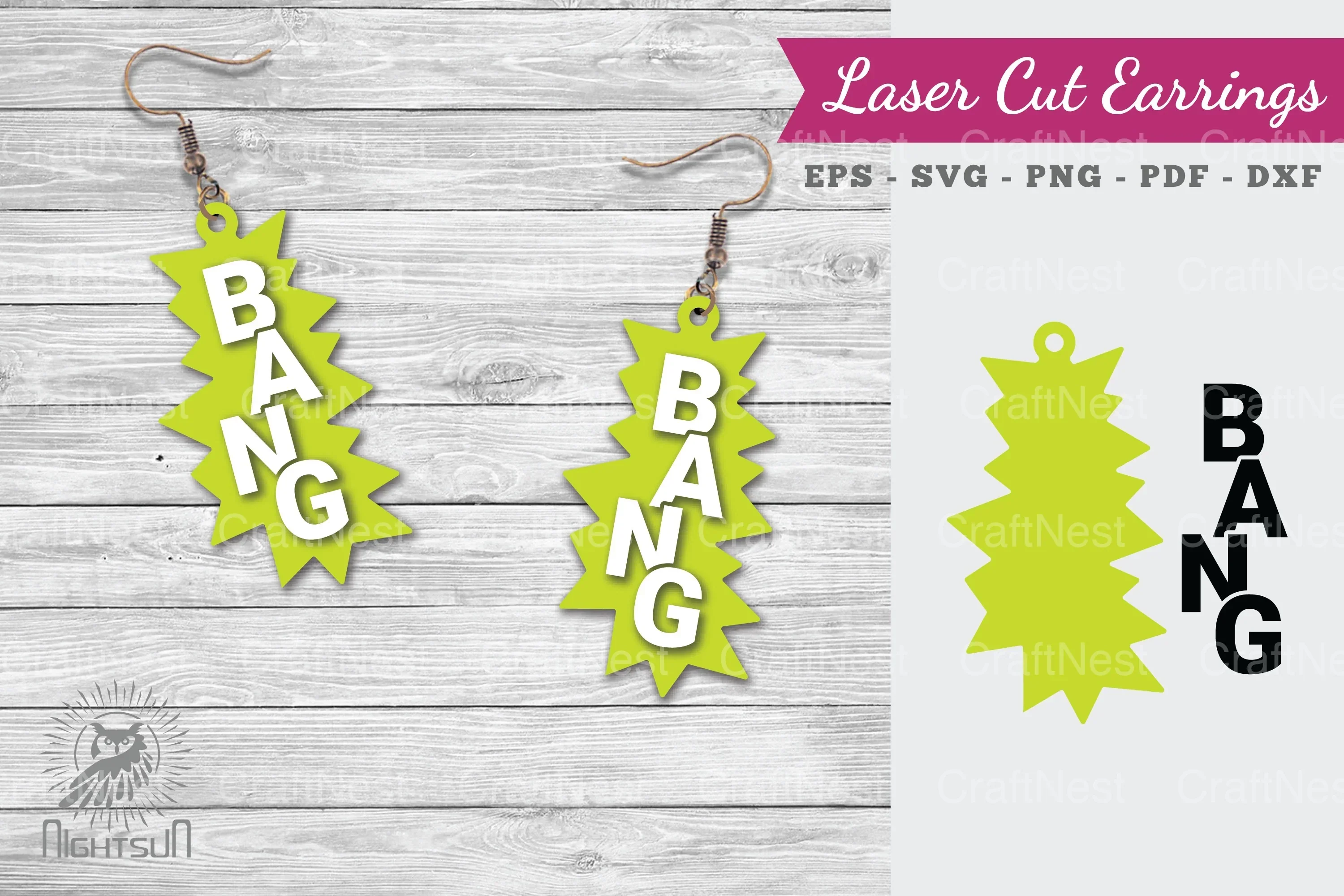 Bang Laser Cut Earrings SVG Bundle