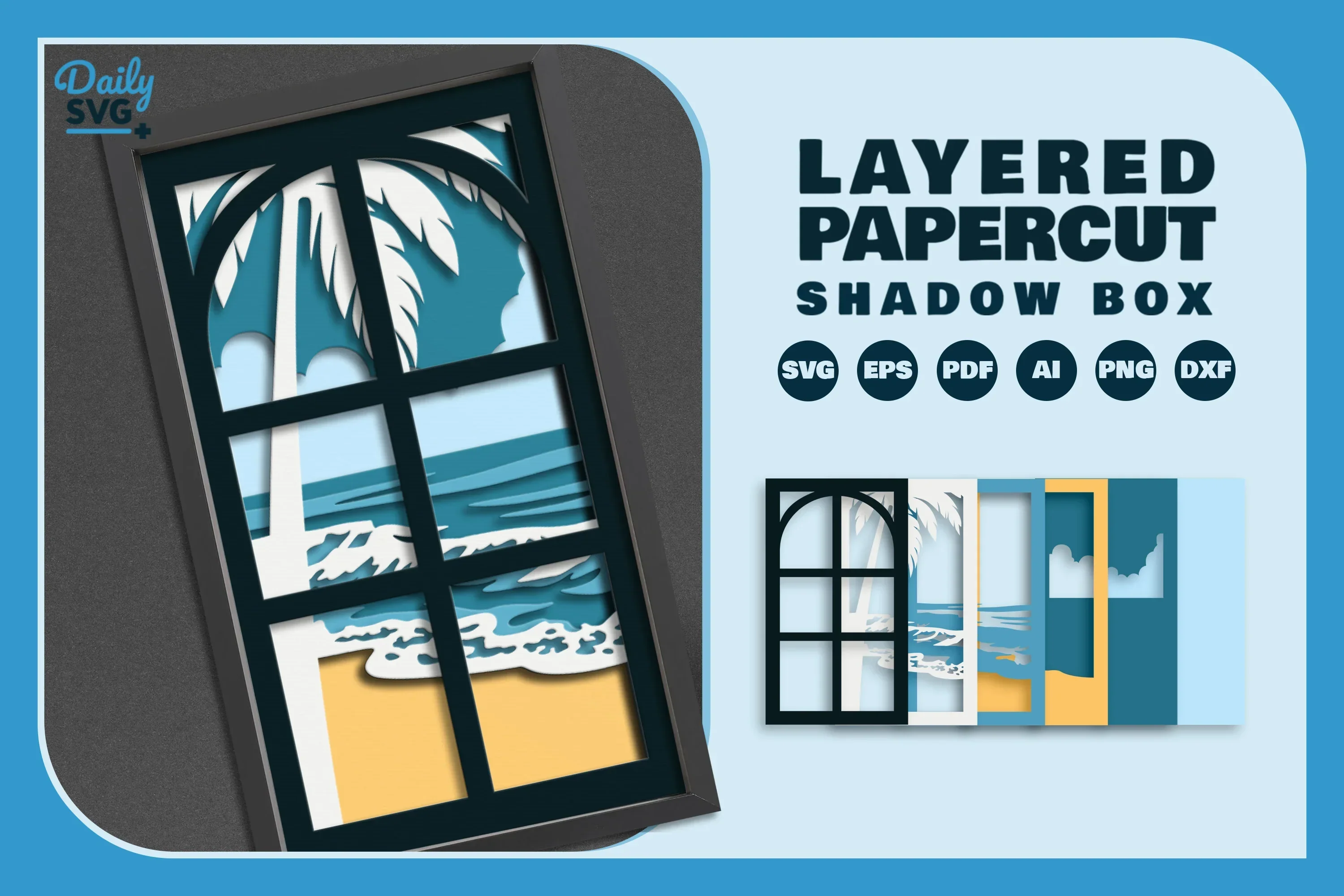 Beach View Window Papercut SVG Bundle - Image 2
