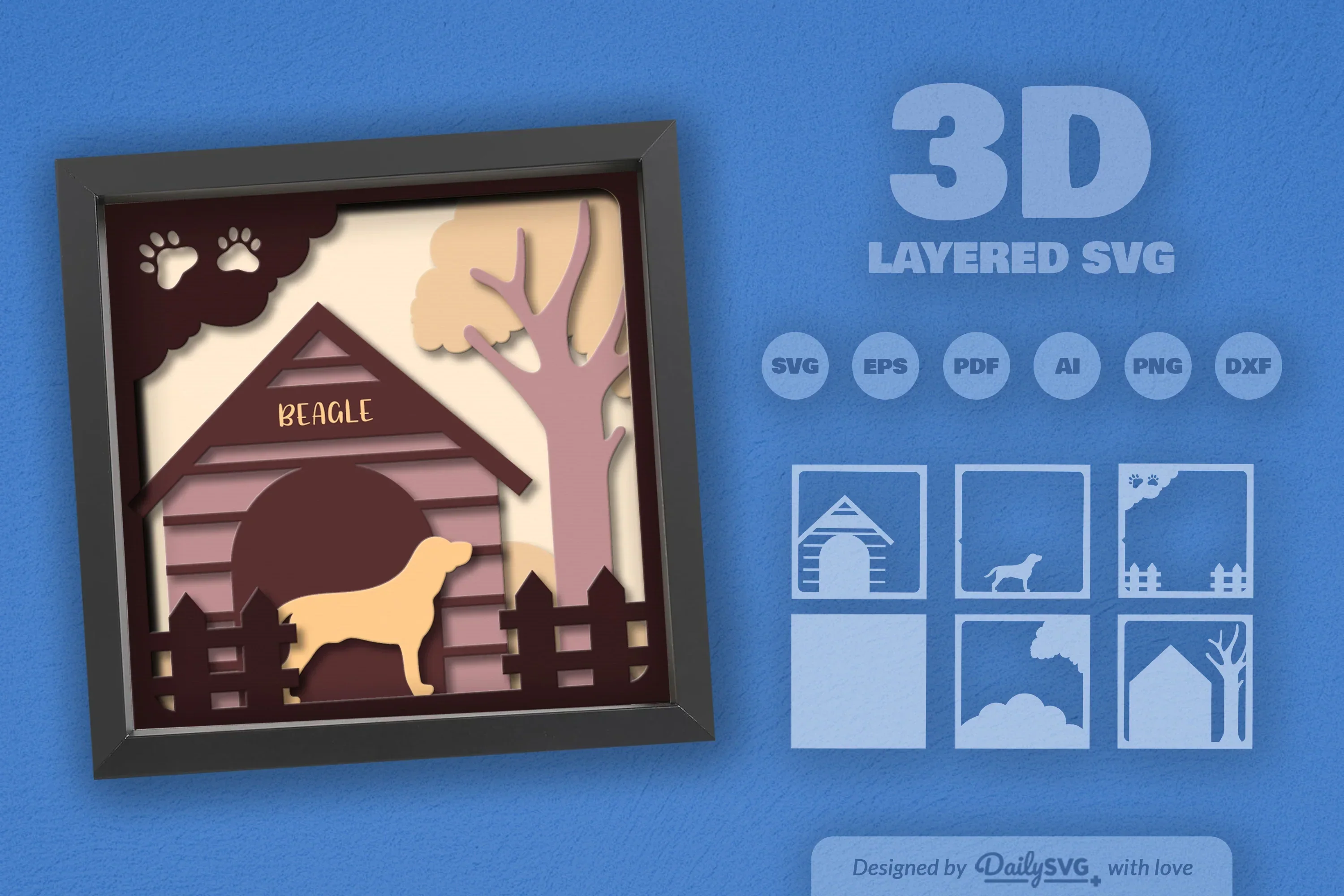 Beagle Dog House Papercut SVG Bundle - Image 2