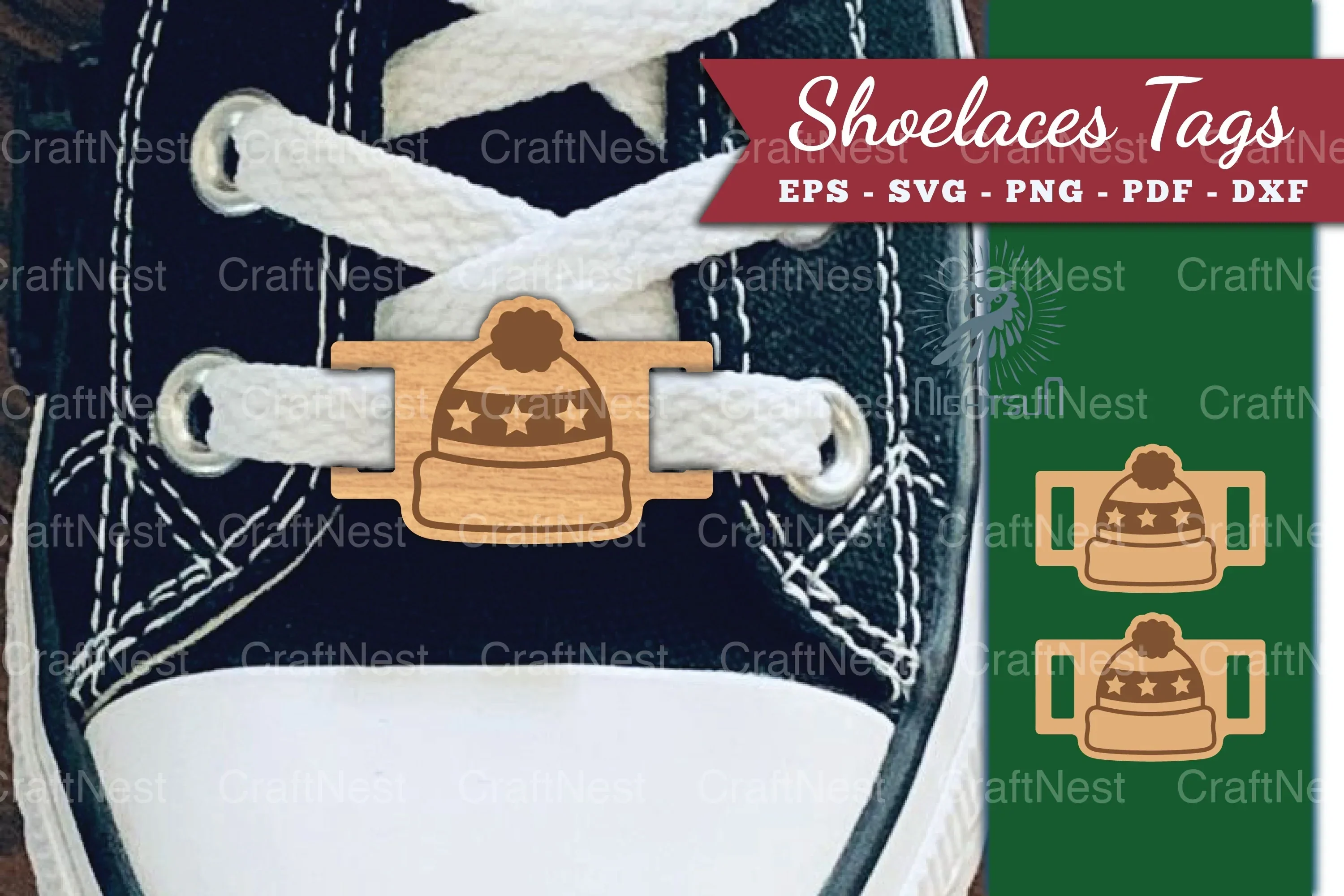 Beanie Shoelaces Tags Laser Cut Clipart Bundle