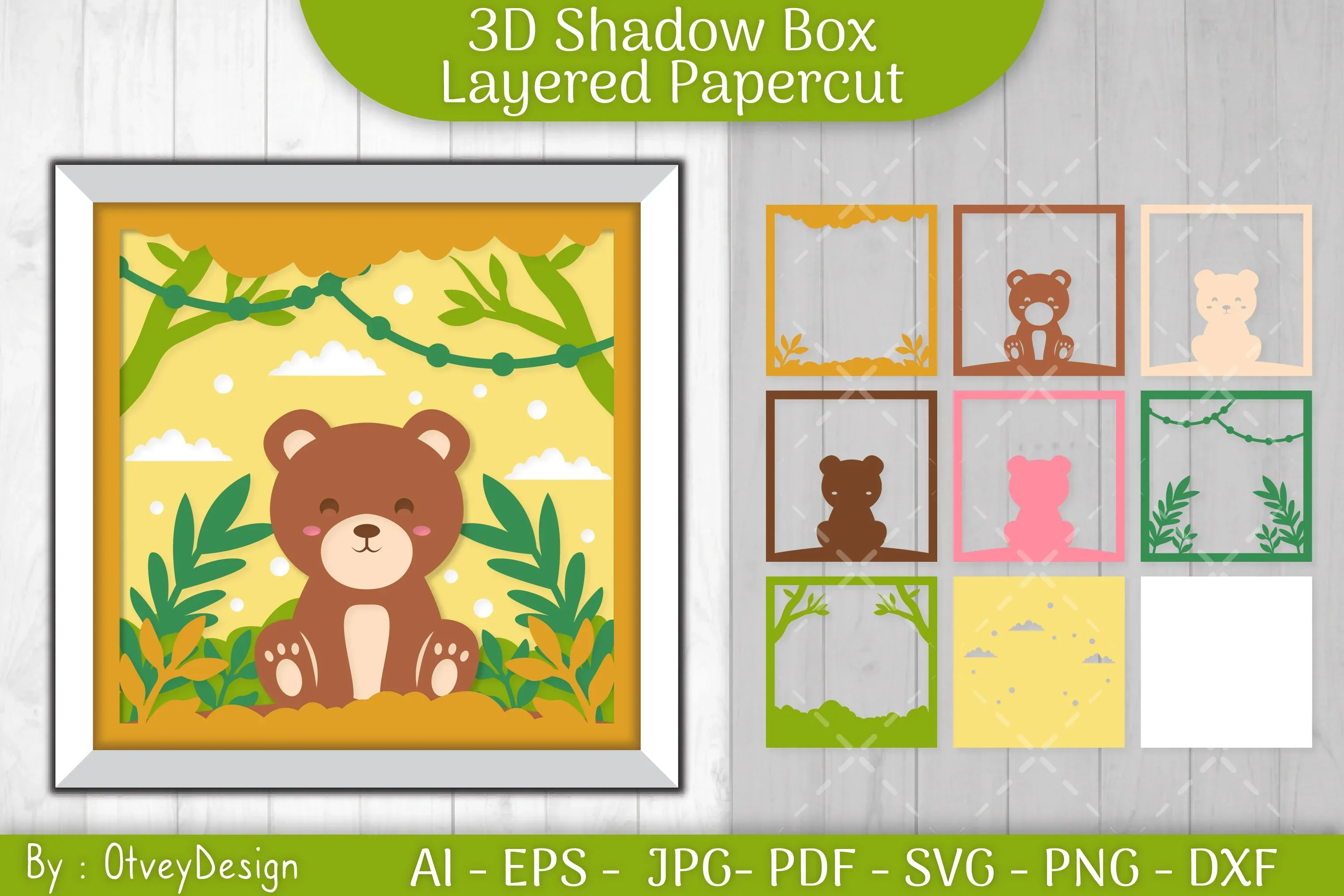 Bear Animals Shadow Box Layered Papercut SVG Bundle - Image 2