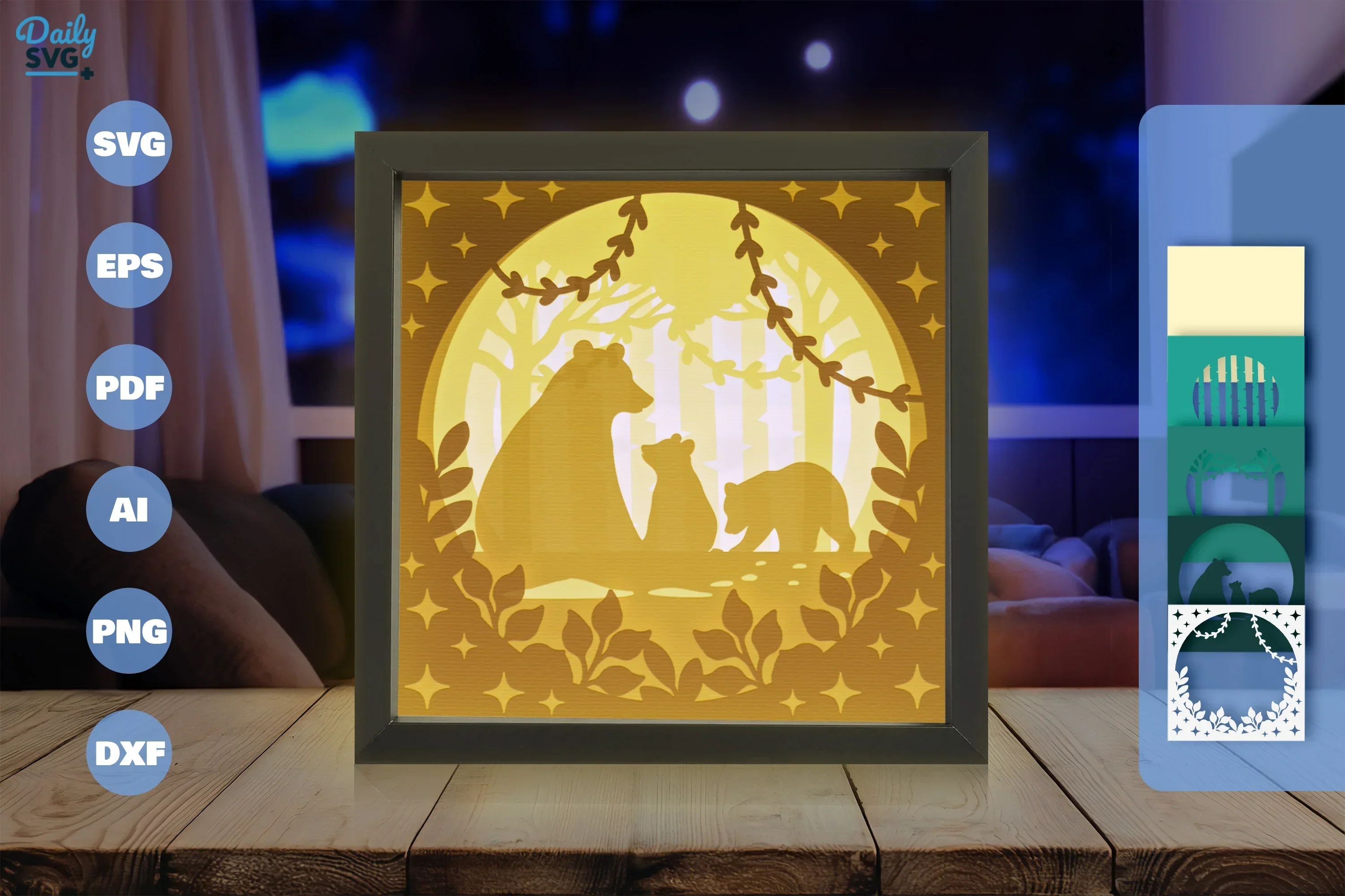 Bear Family Papercut SVG Bundle: Wild Nature Designs - Image 3