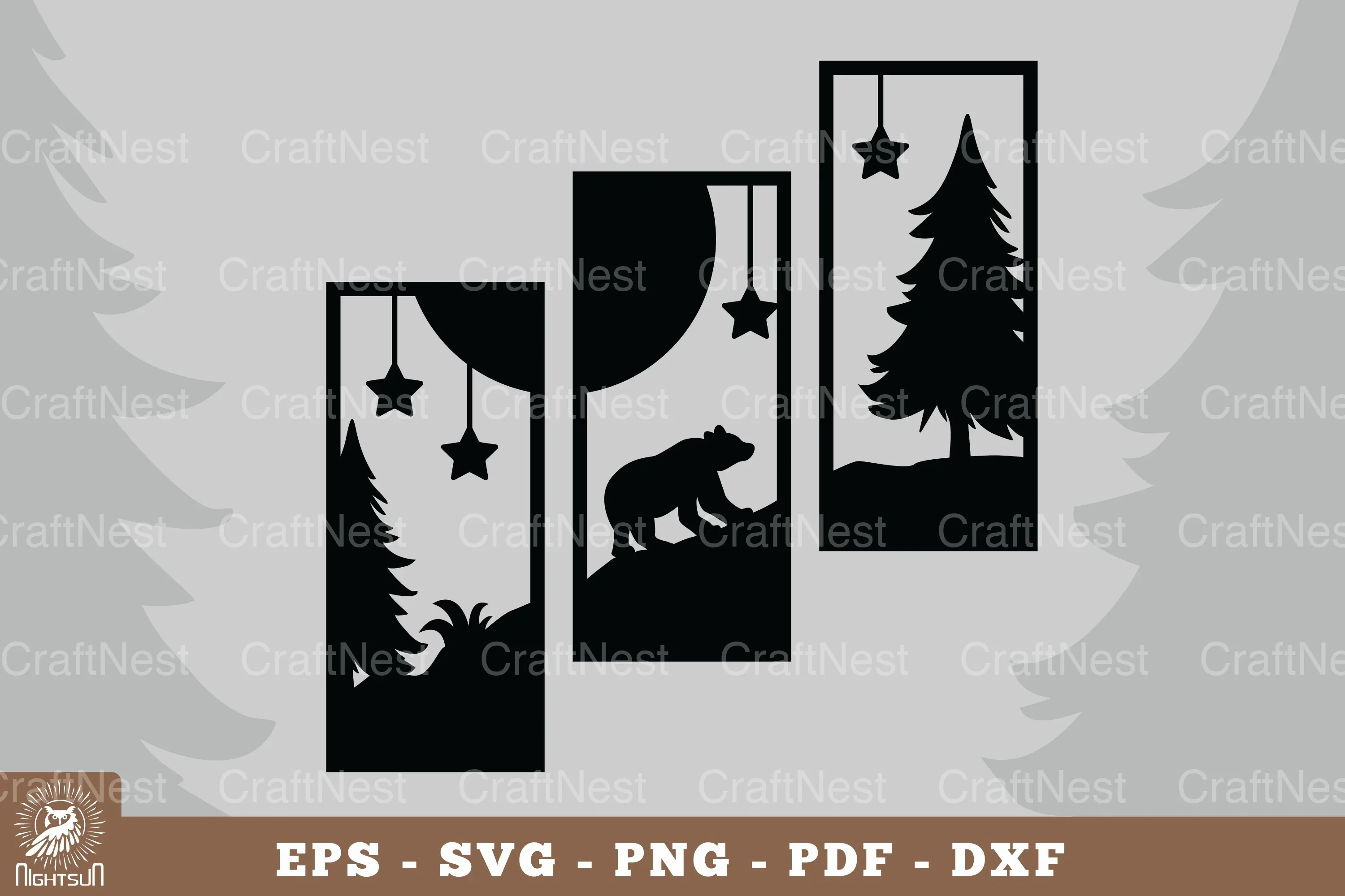 Bear in the Forest Home Decor Clipart Bundle