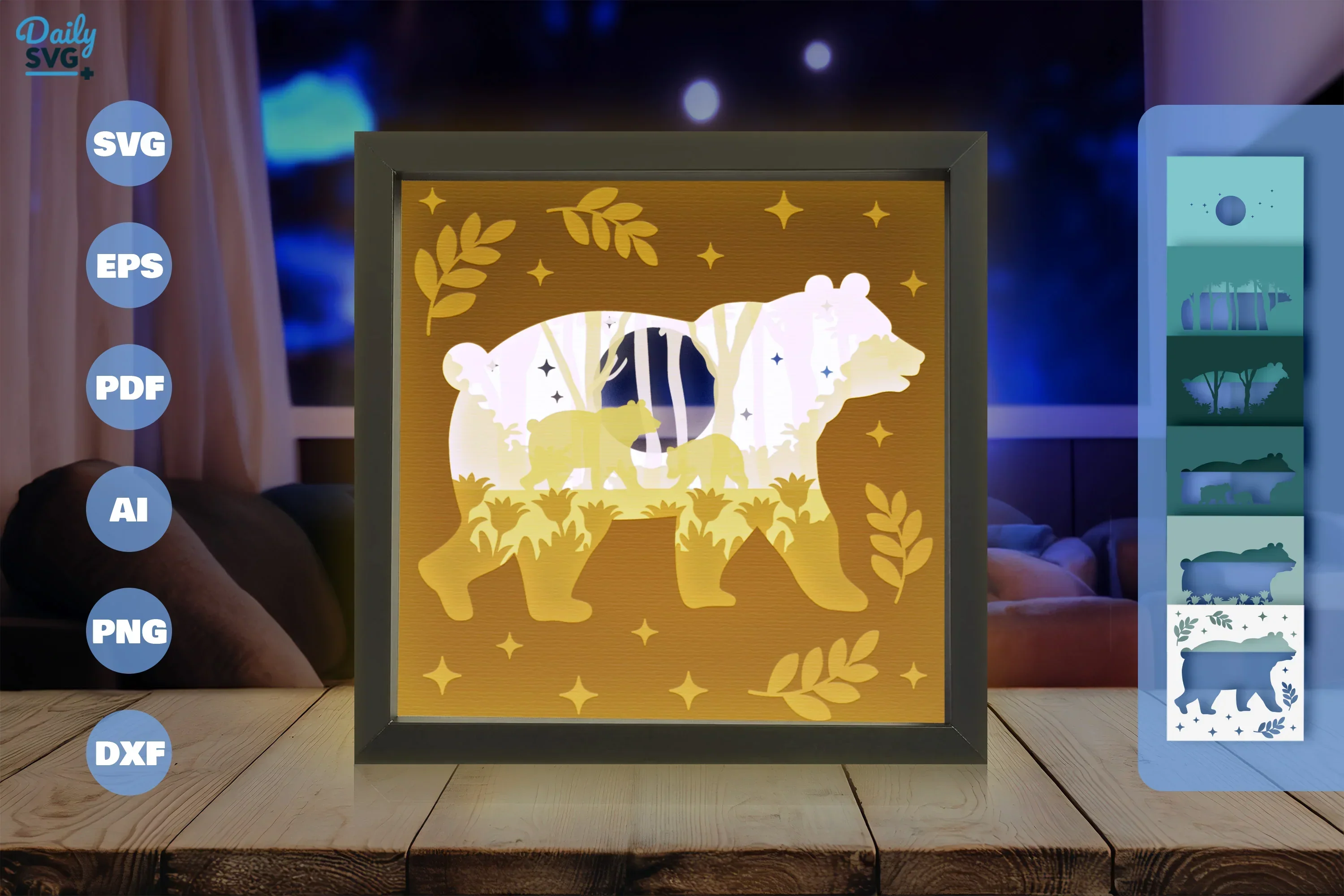 Bear in the Forest Papercut SVG Bundle - Image 3