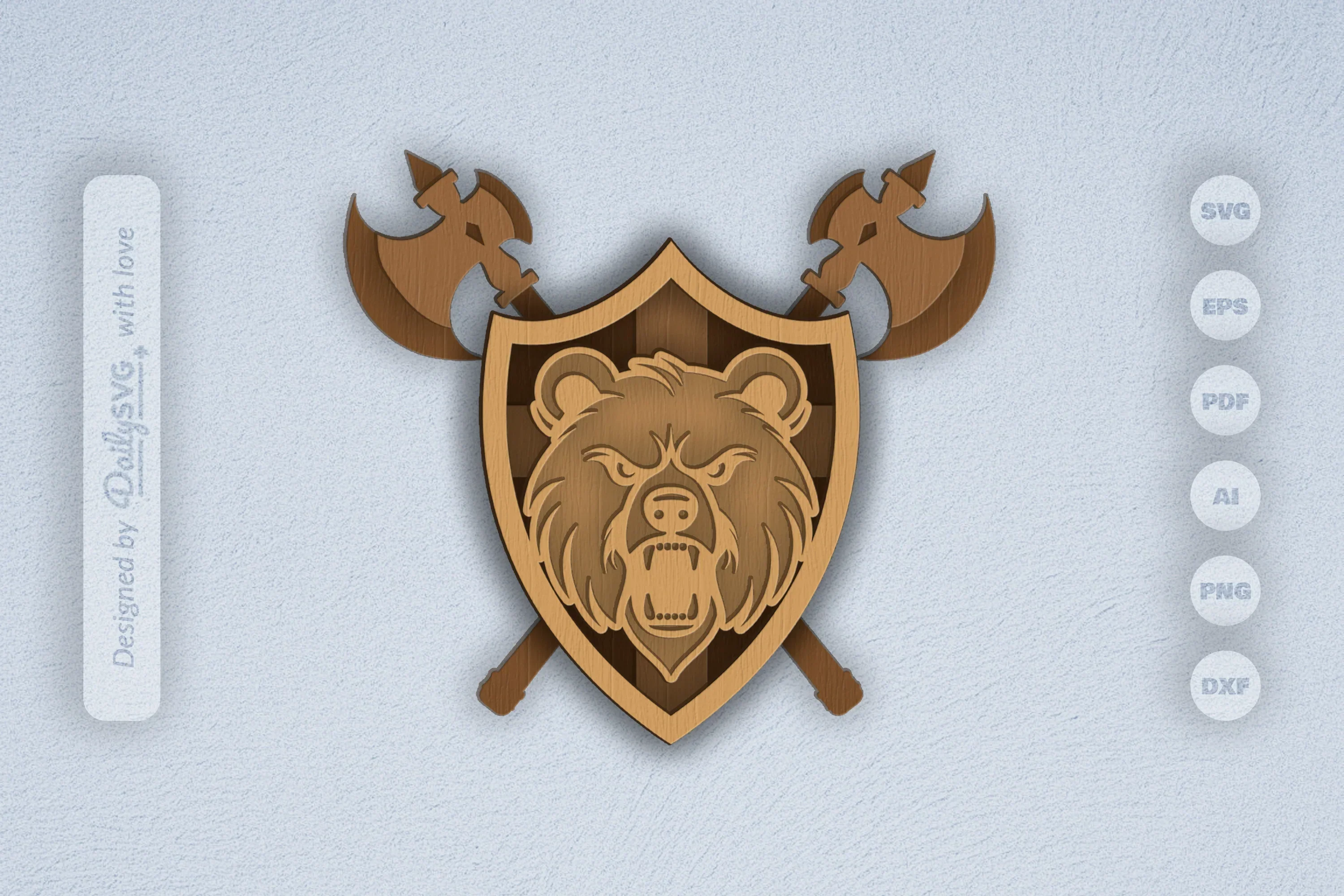 Bear Shield Laser Cut SVG Bundle