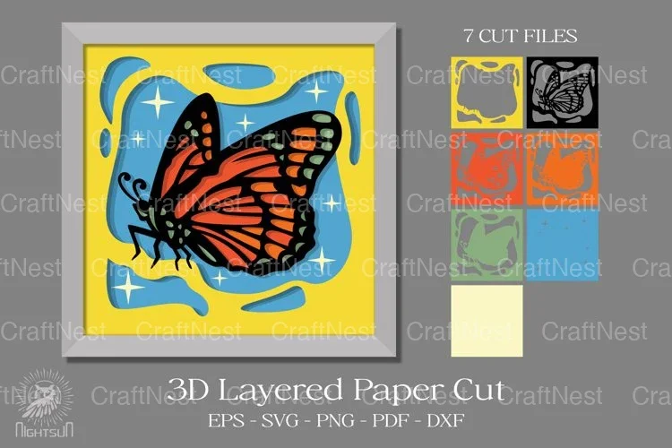 Beautiful Butterfly 3D Layered Paper Cut Clipart Bundle
