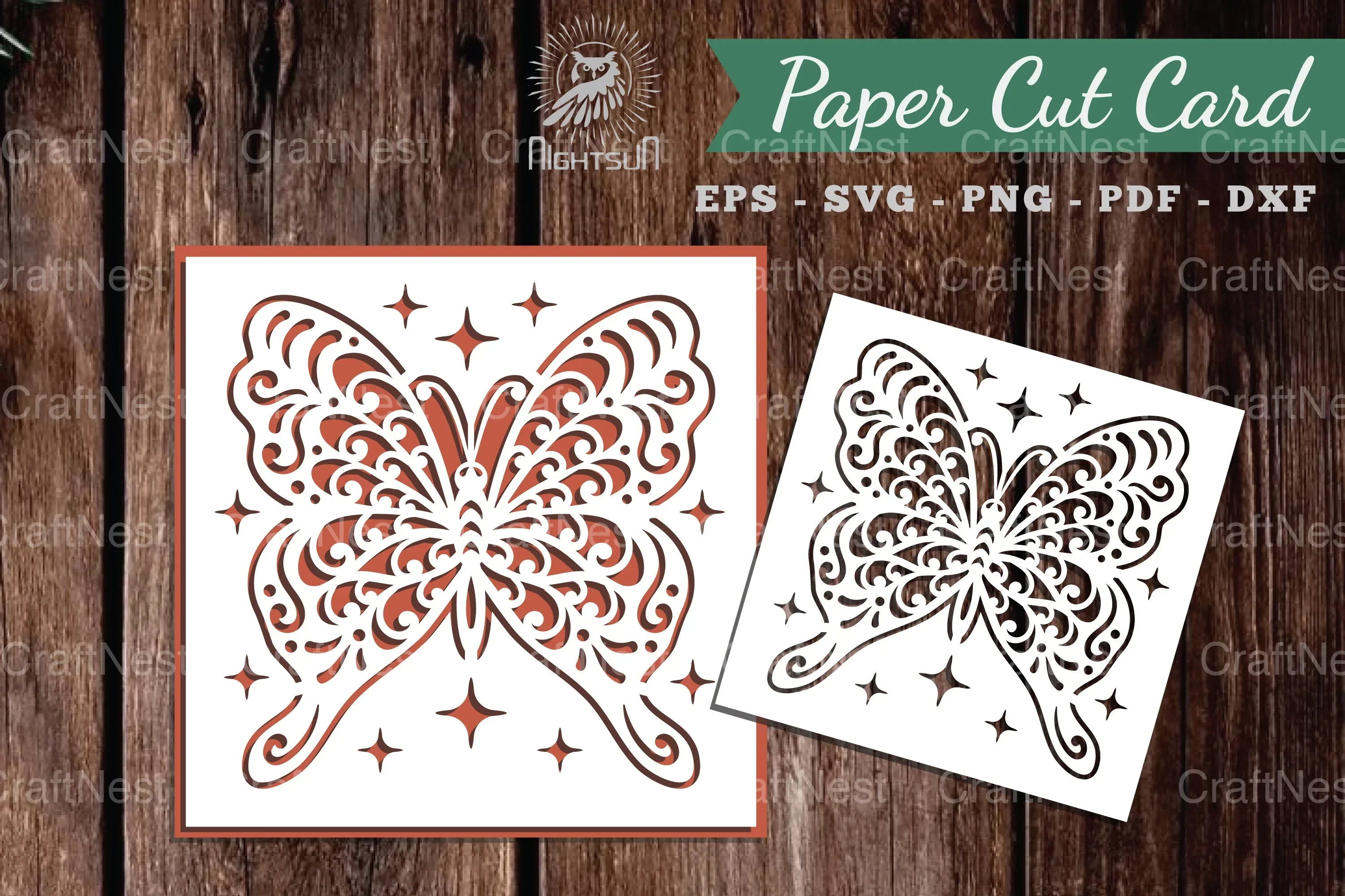 Beautiful Butterfly Papercut Card Clipart Bundle