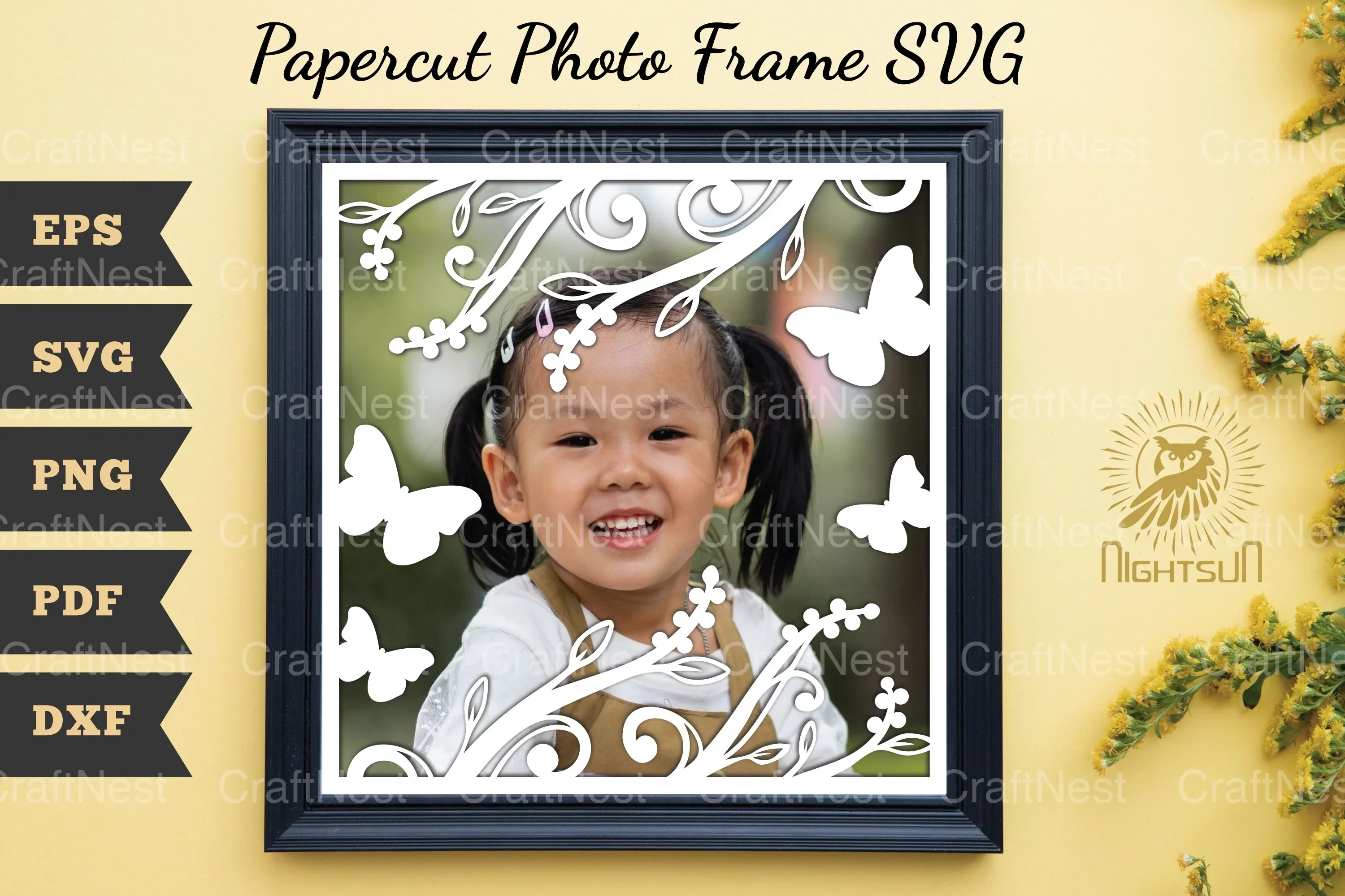 Beautiful Floral Photo Frame Papercut Clipart Bundle