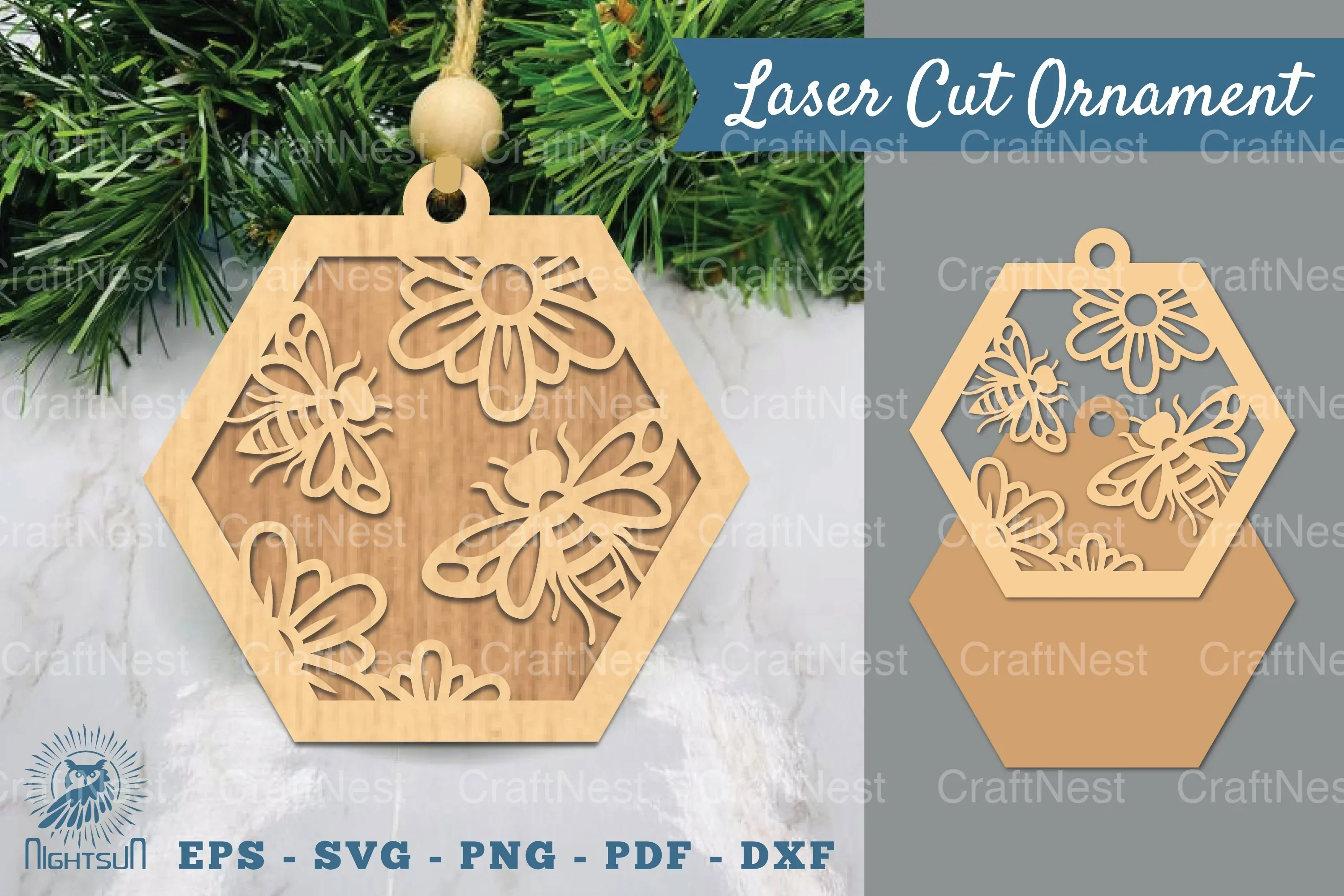 Bee Laser Cut Ornament Clipart Bundle
