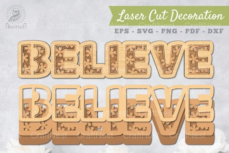 Believe 3D Lasercut Decoration Clipart Bundle
