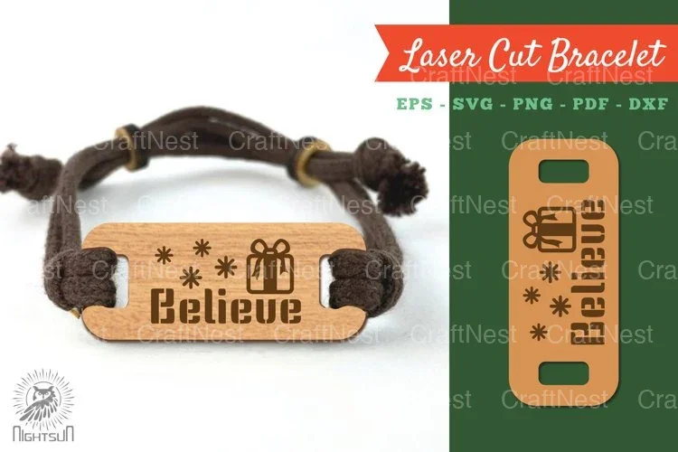 Believe Laser Cut Bracelet SVG Design Bundle