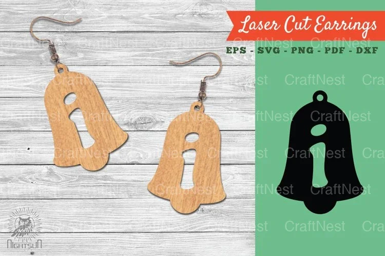Bell Letter I Laser Cut Earrings Design Bundle
