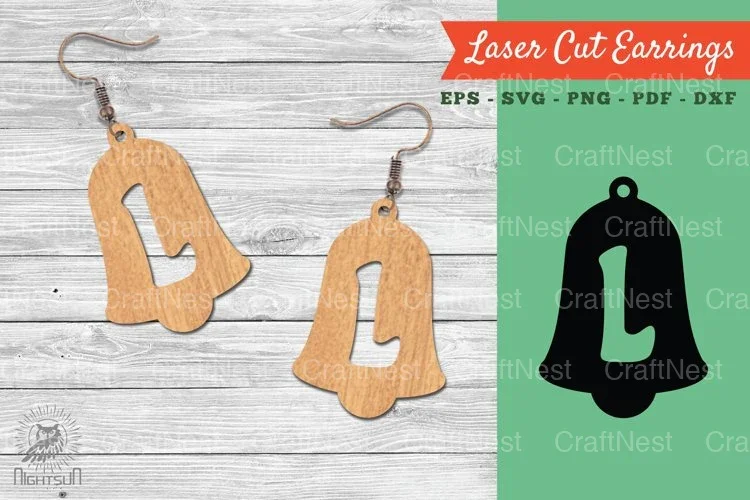 Bell Letter L Laser Cut Earrings Clipart Bundle