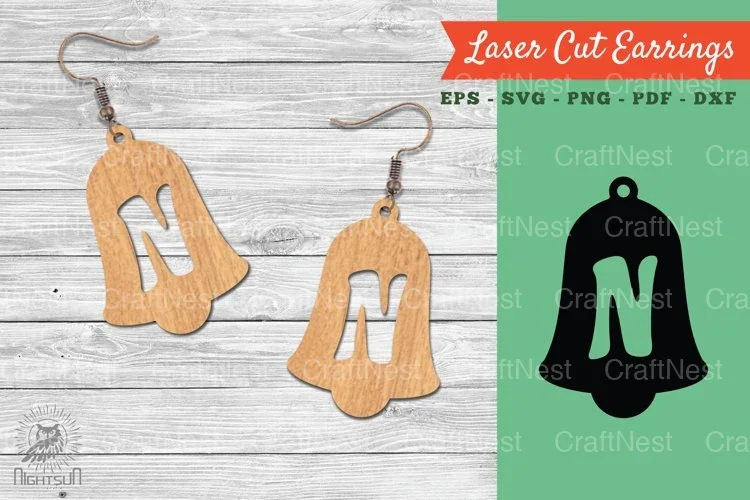 Bell Letter N Laser Cut Earrings SVG Bundle
