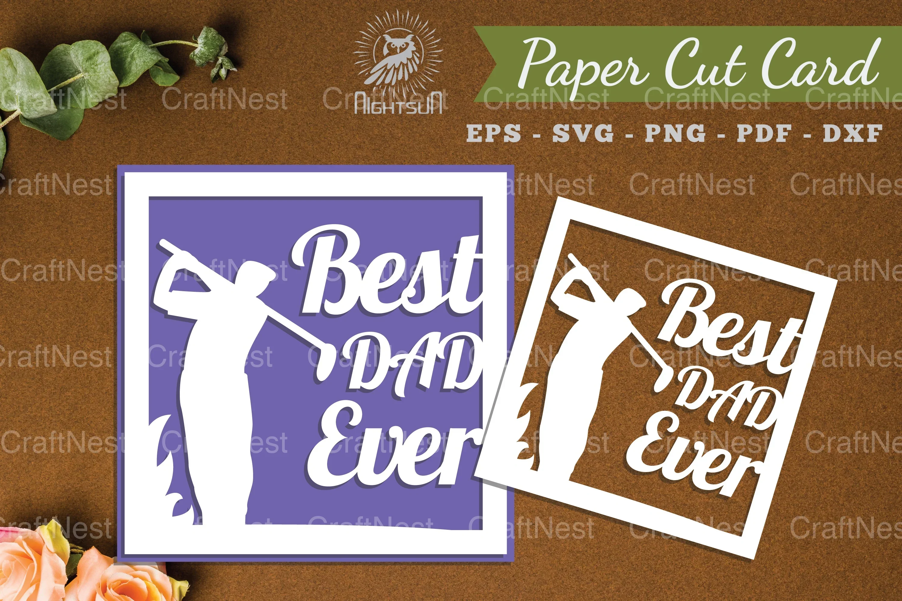 Best Dad Ever Paper Cut Card SVG Bundle