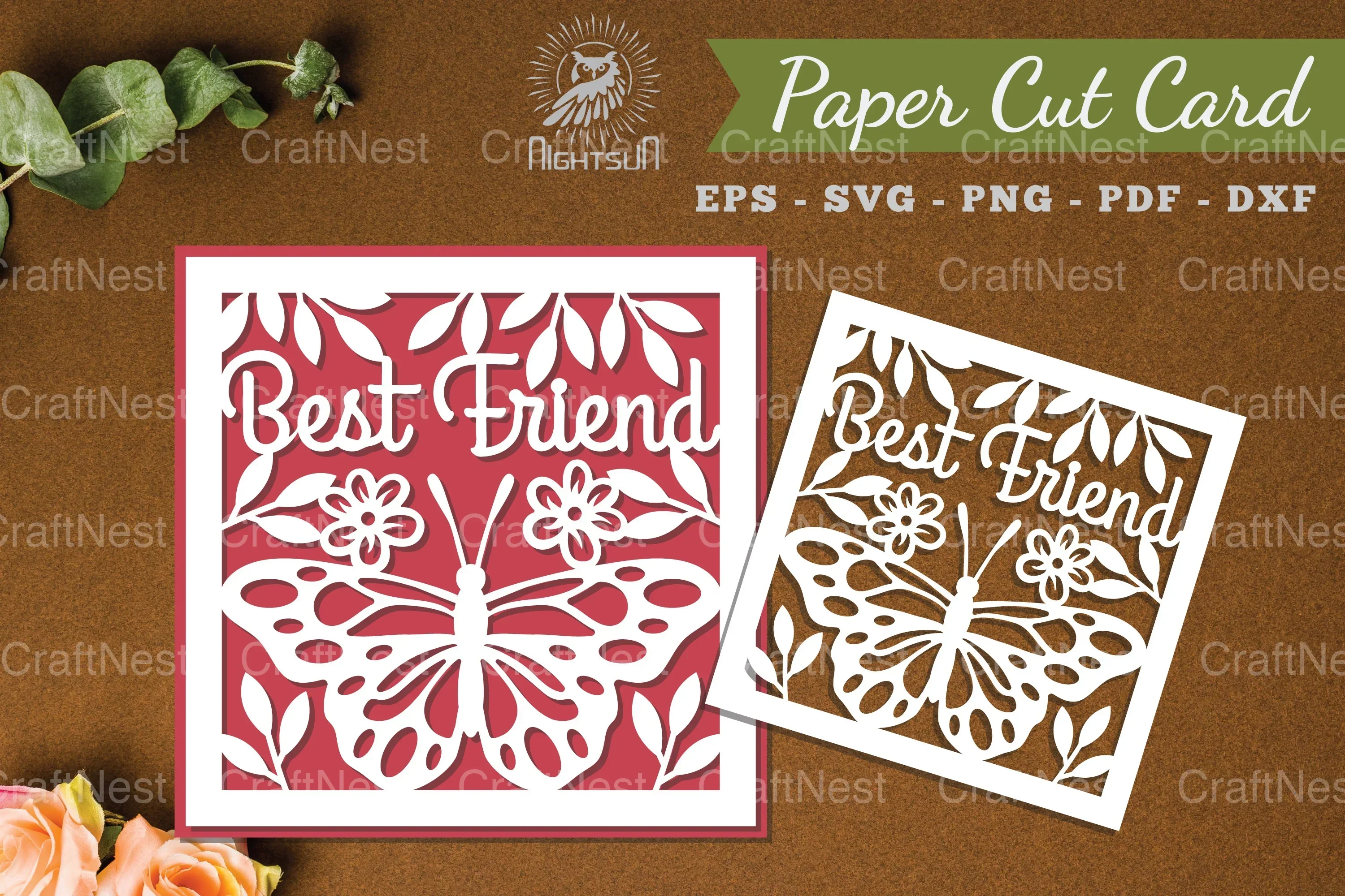 Best Friend Papercut Card SVG Design Bundle