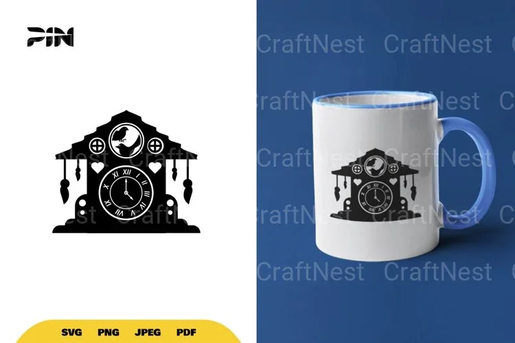 Bird Clock Silhouette Clipart Bundle
