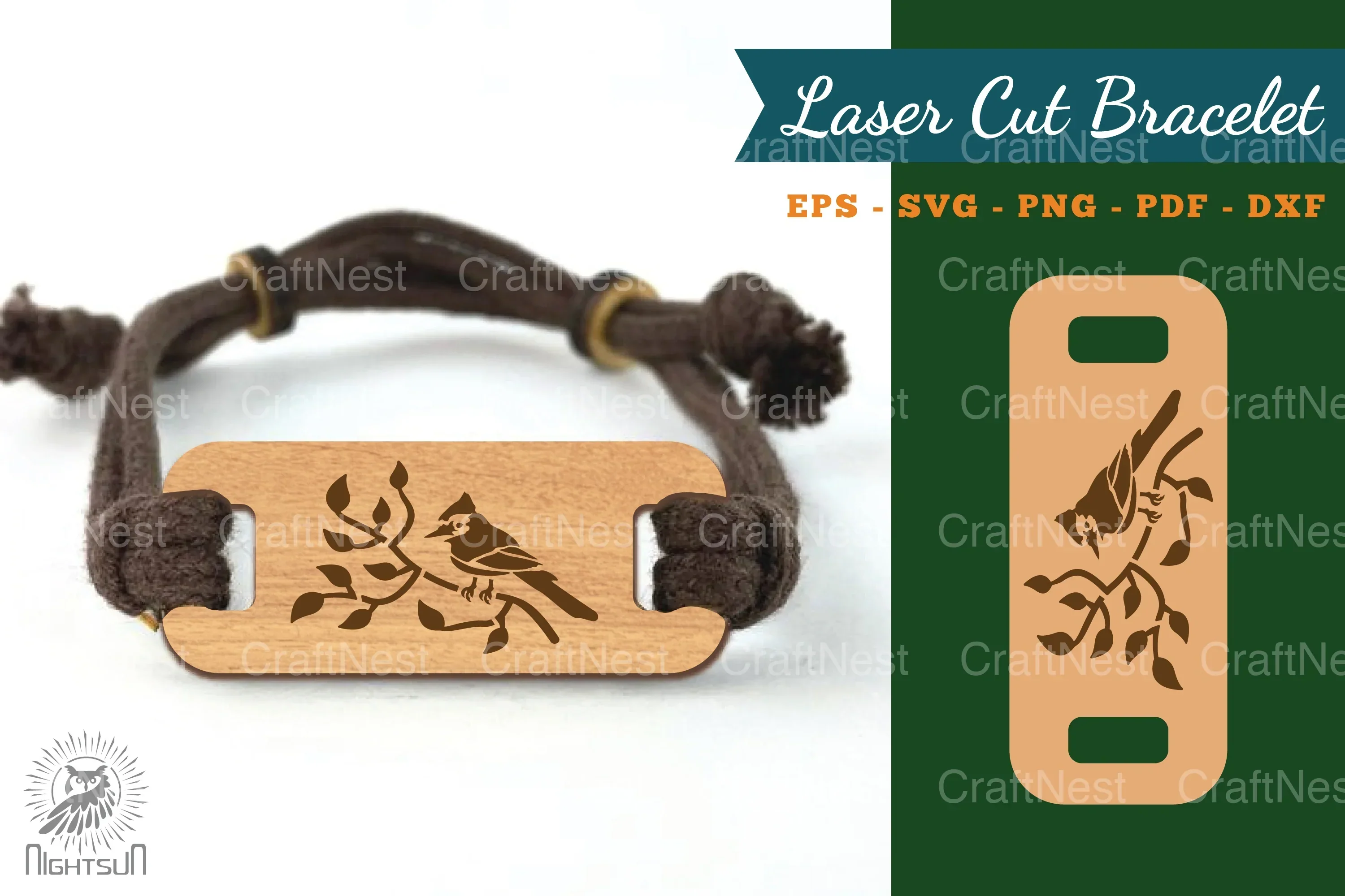 Bird Lasercut Bracelet Design Bundle