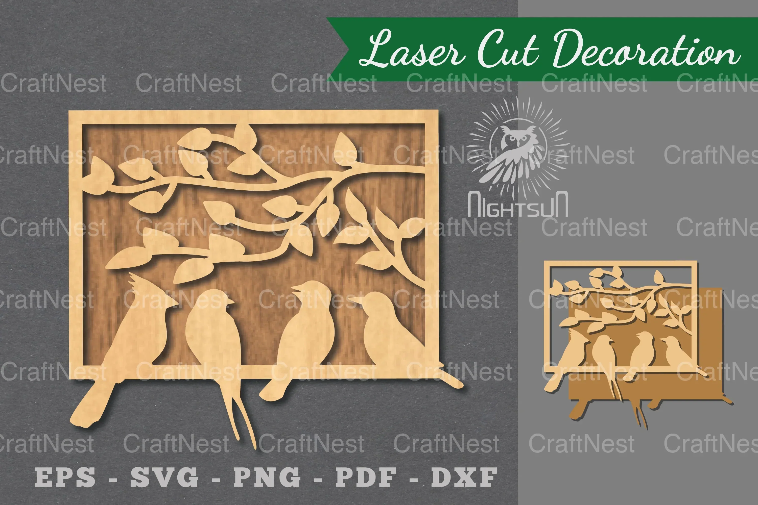 Birds Laser Cut Decoration Clipart Bundle