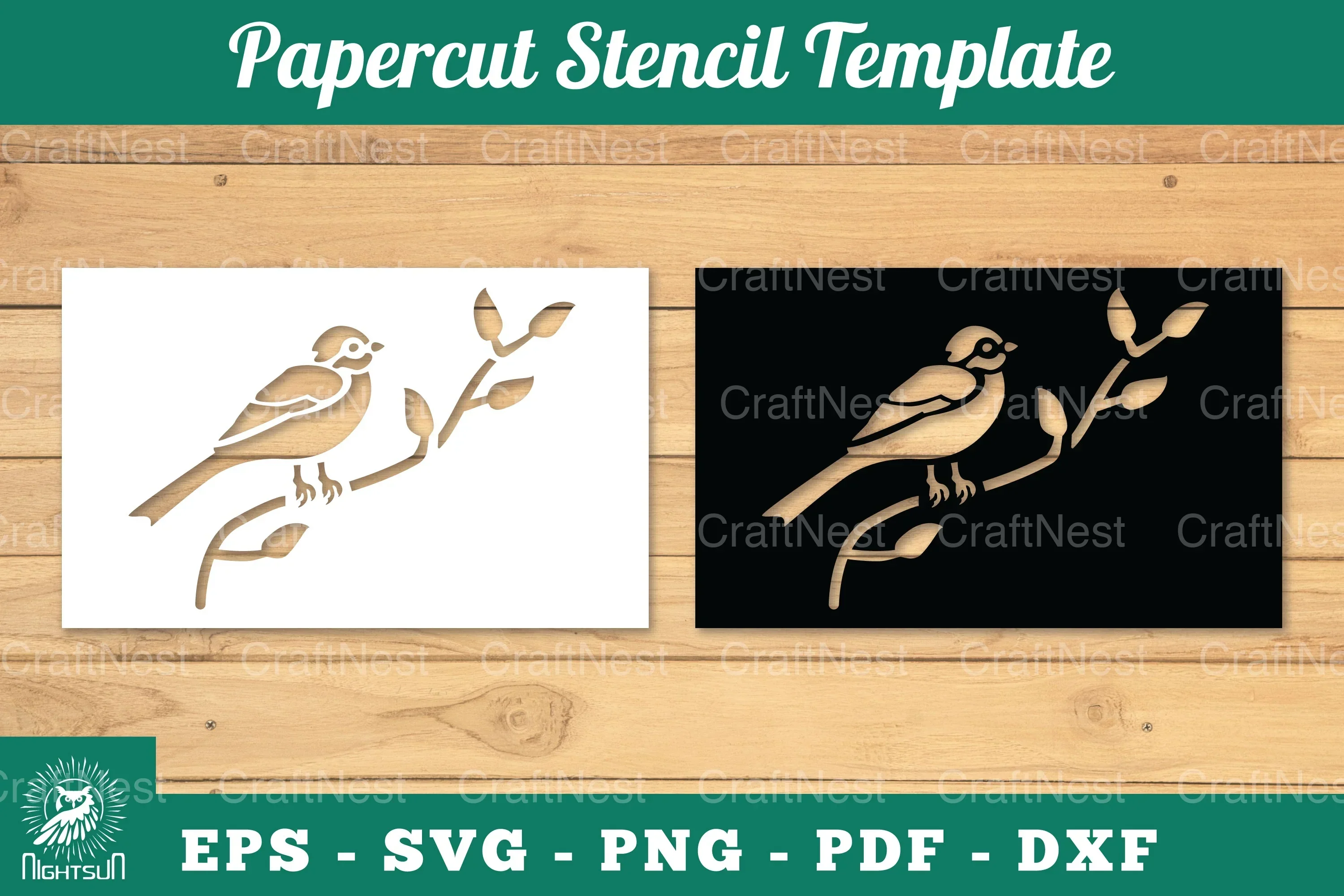Birds Papercut Stencil Clipart Bundle