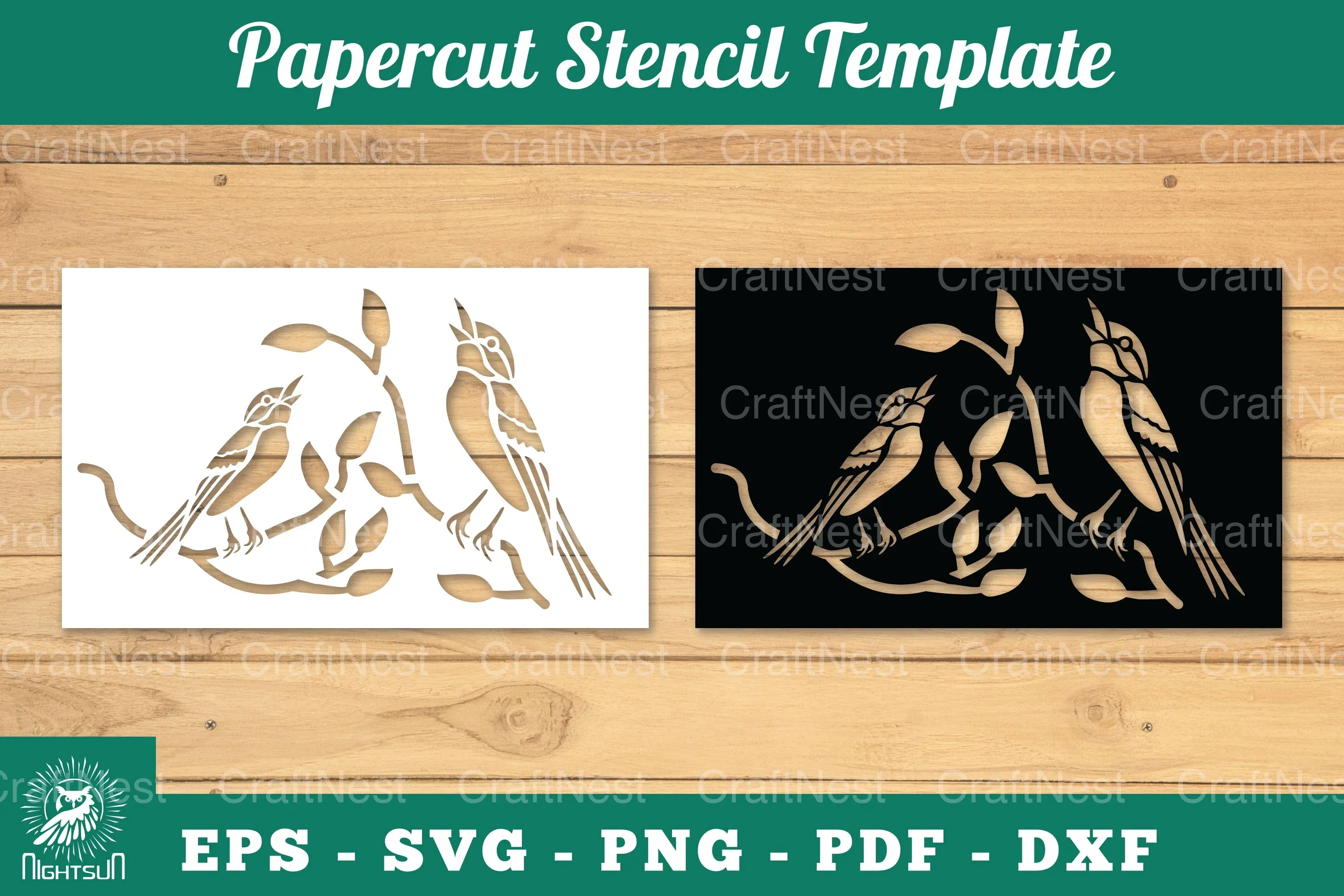 Birds Papercut Stencil Clipart Bundle