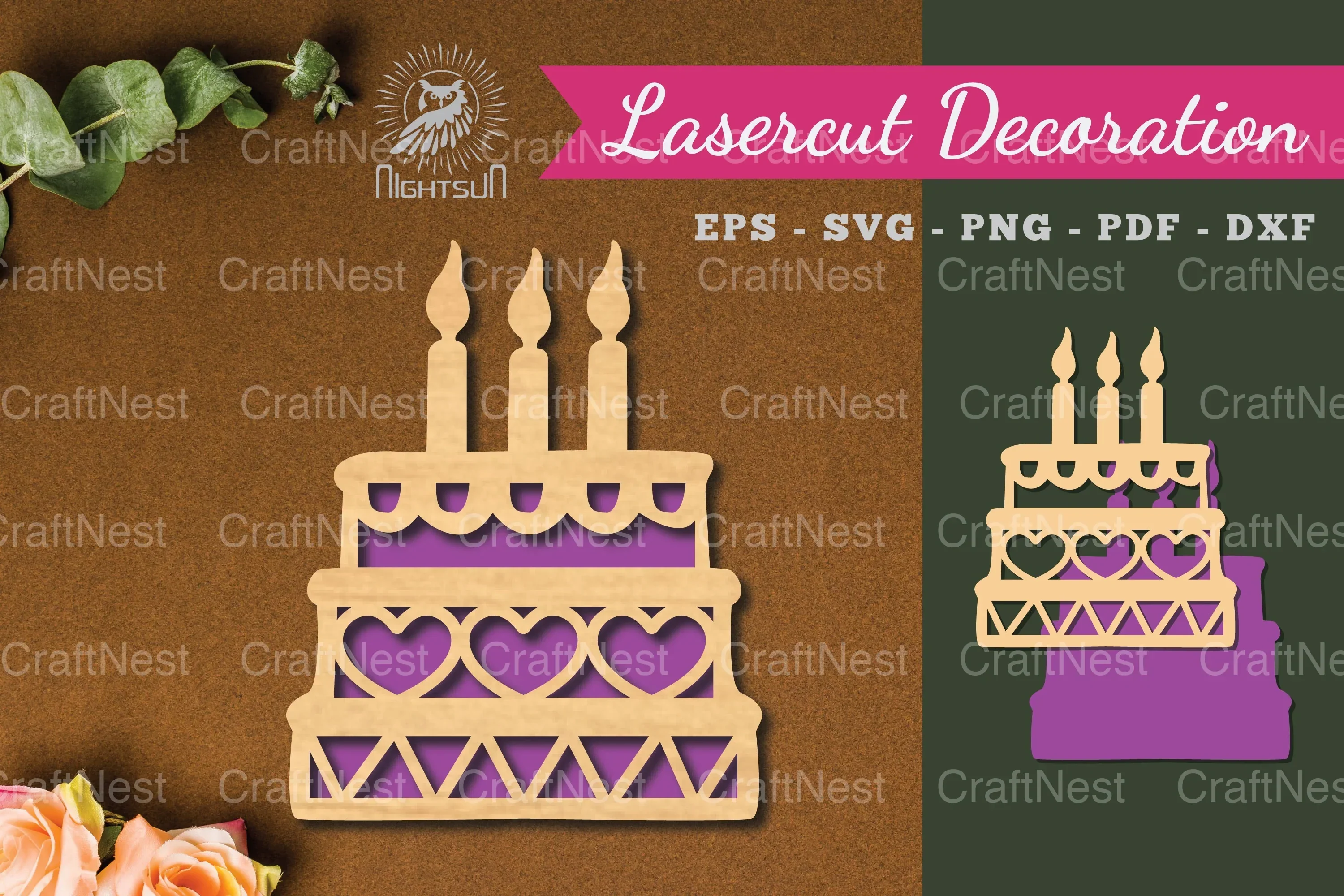 Birthday Cake Laser Cut Decoration Clipart Bundle