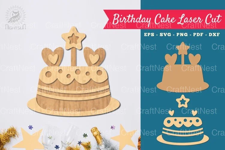Birthday Cake Laser Cut Decoration Clipart Bundle