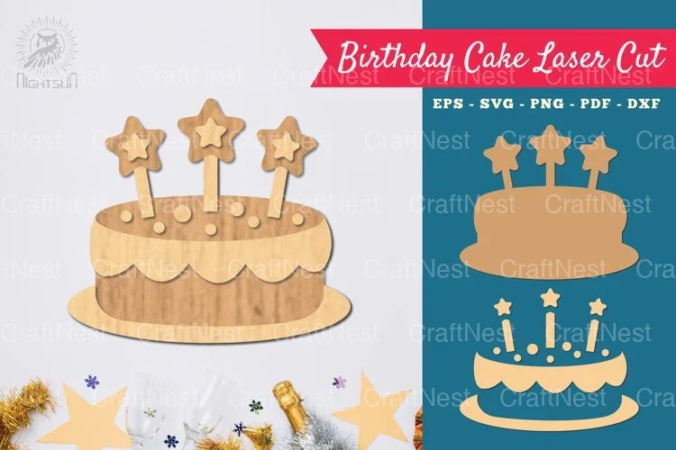 Birthday Cake Laser Cut Decoration Clipart Bundle