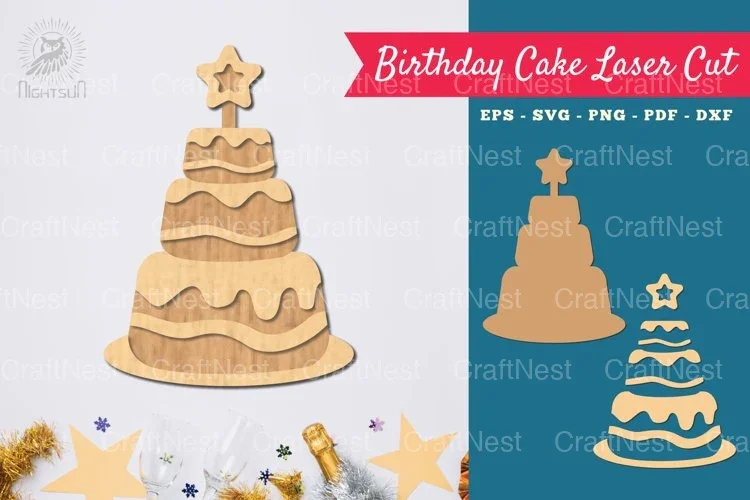 Birthday Cake Laser Cut Decoration SVG Bundle