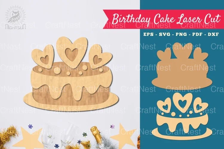 Birthday Cake Laser Cut Decoration SVG Bundle