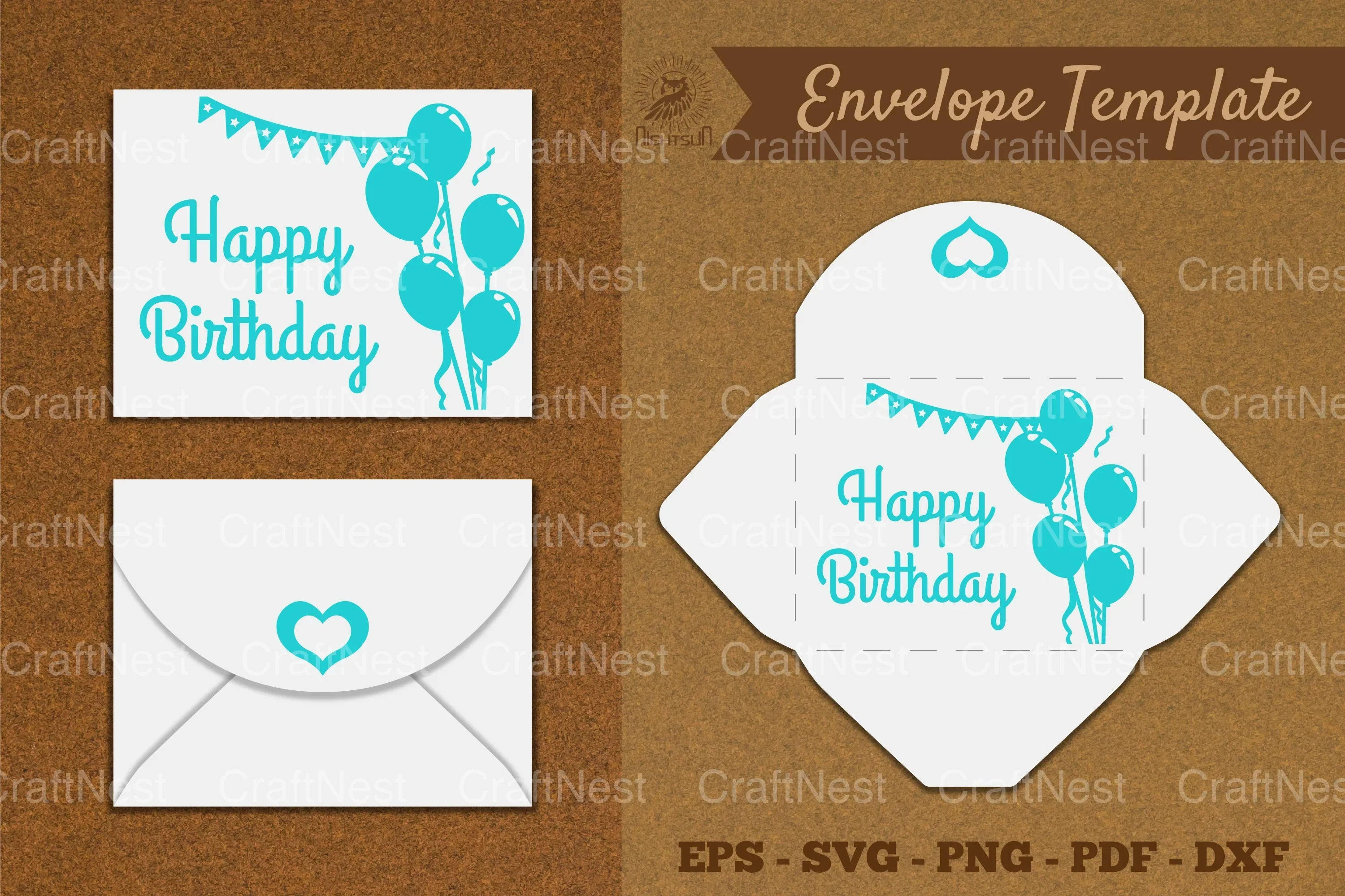 Birthday Envelope Template SVG Bundle