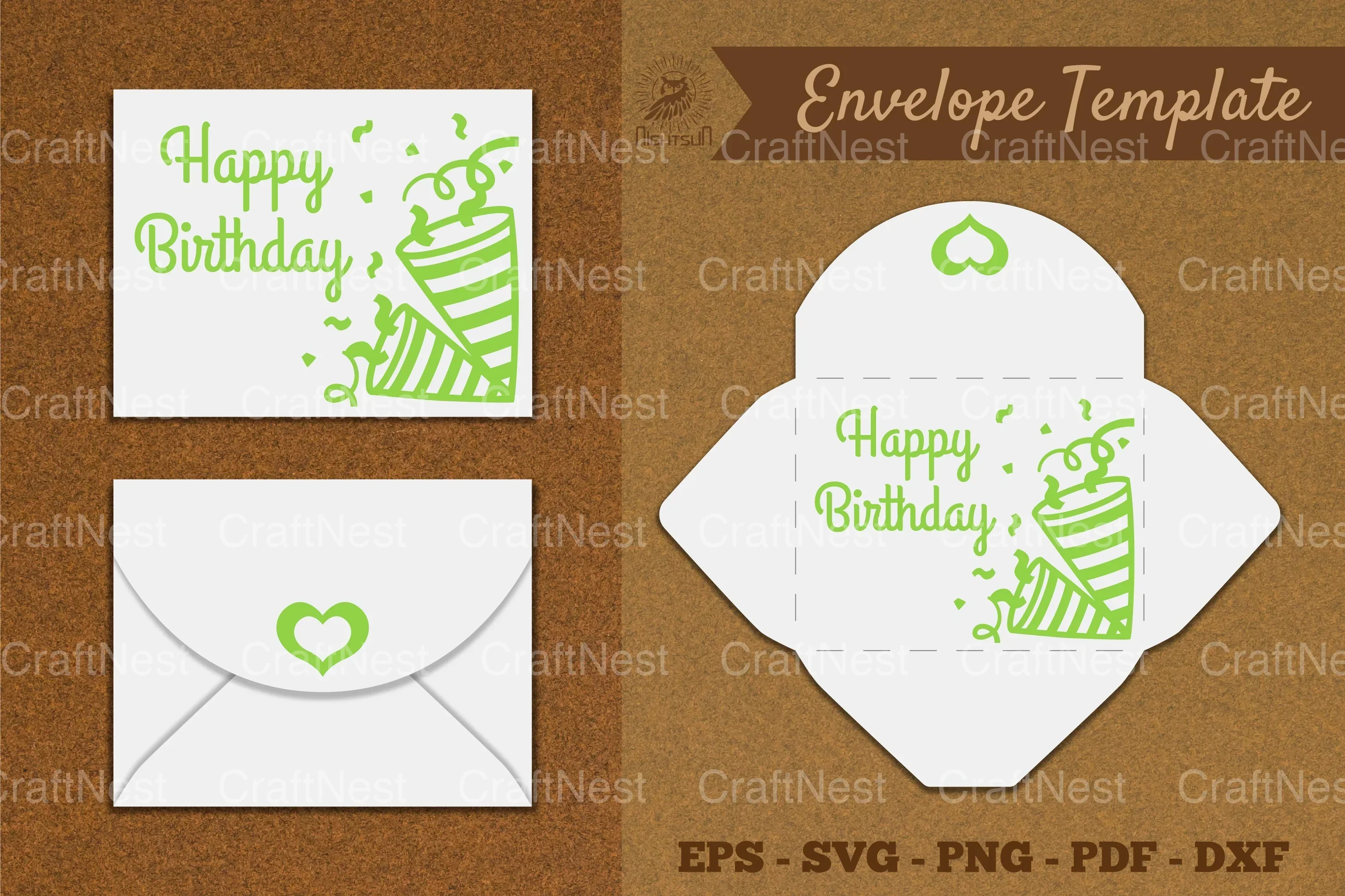 Birthday Envelope Template SVG Bundle
